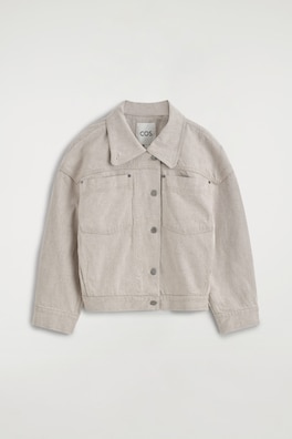 MOCK-NECK DENIM JACKET — BEIGE 10