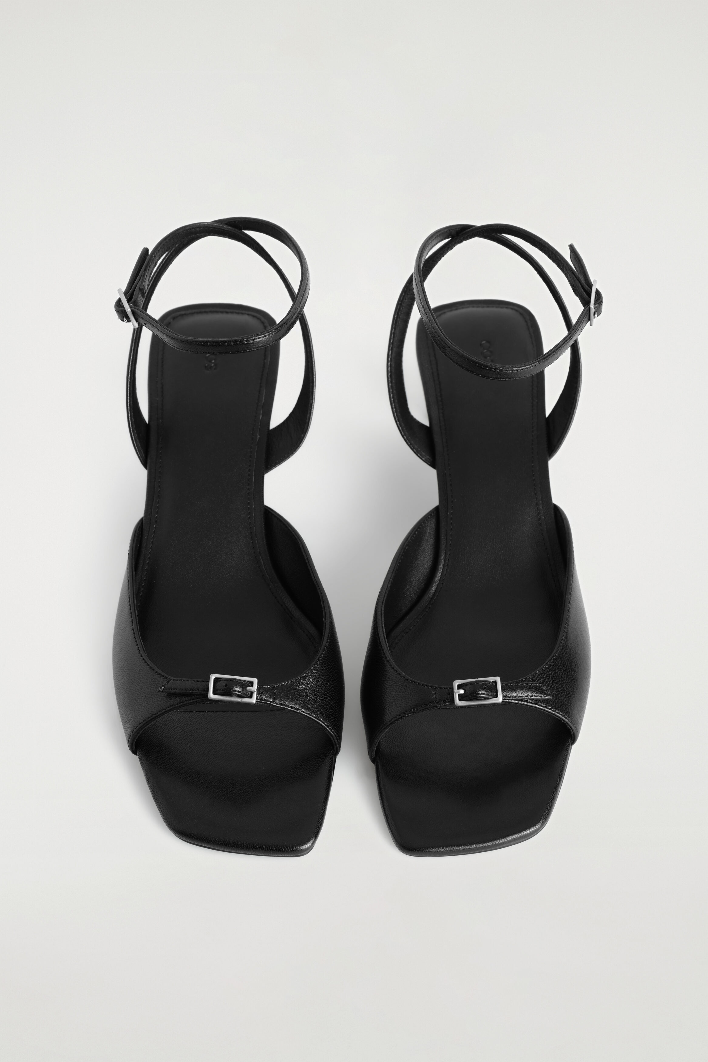 Buckled Leather Kitten Heels - Black