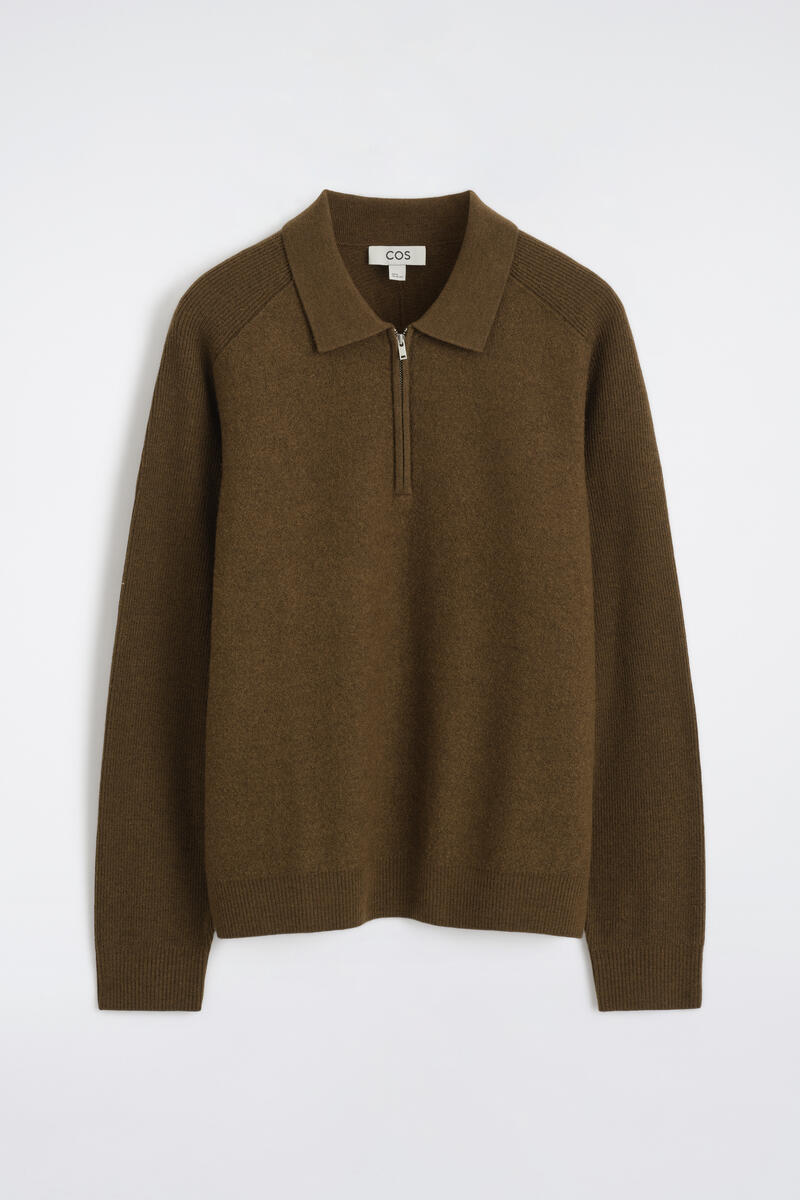 Panelled Boiled Wool Zip-Up Sweater