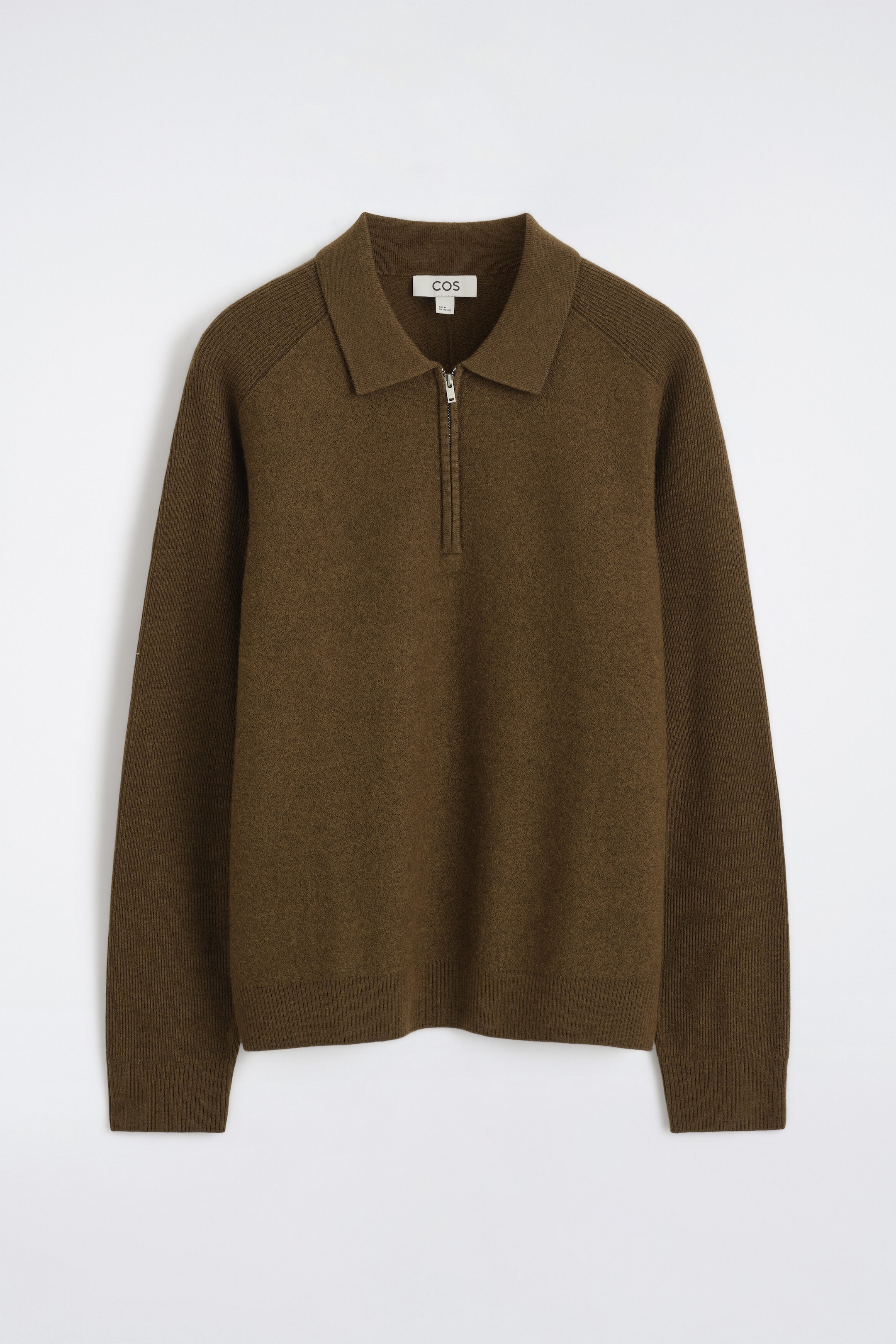 PANELED BOILED WOOL ZIP-UP SWEATER
