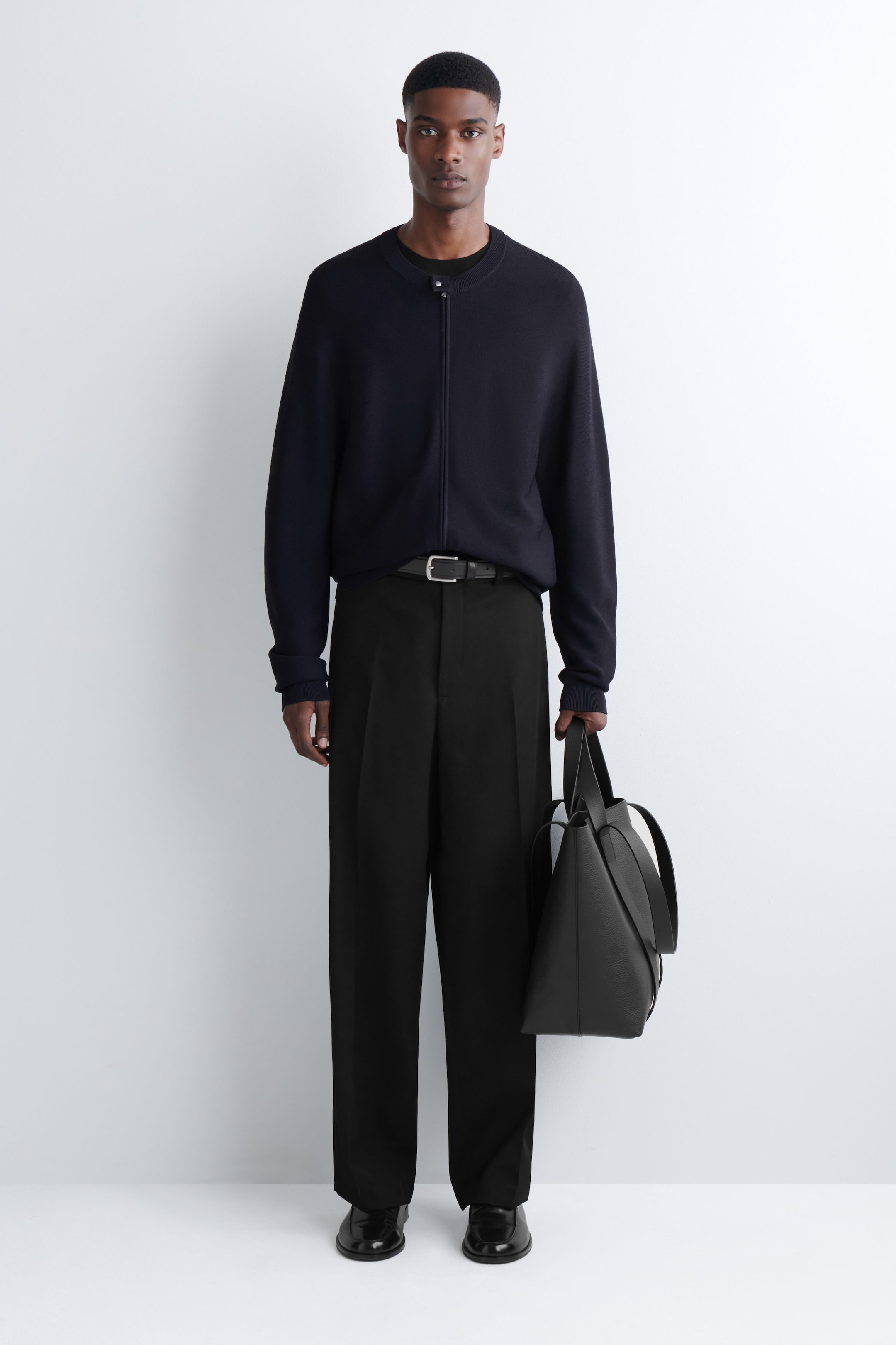 WOOL-BLEND STRAIGHT-LEG TROUSERS