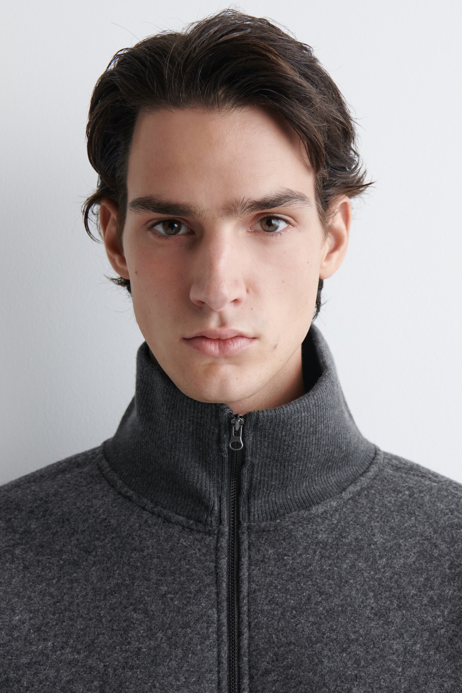 OVERSIZED FELTED-SCUBA FUNNEL-NECK JUMPER - CHARCOAL - 4