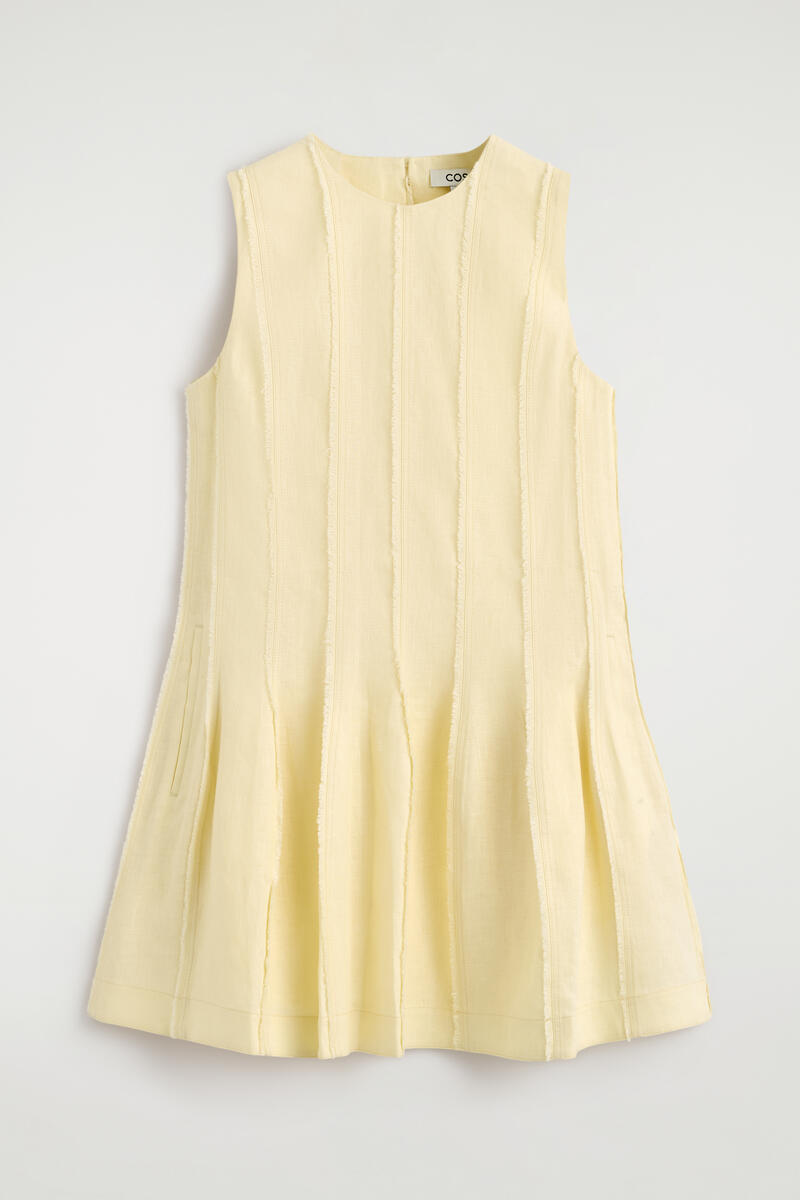 Sculpted Pleated Mini Dress in Yellow