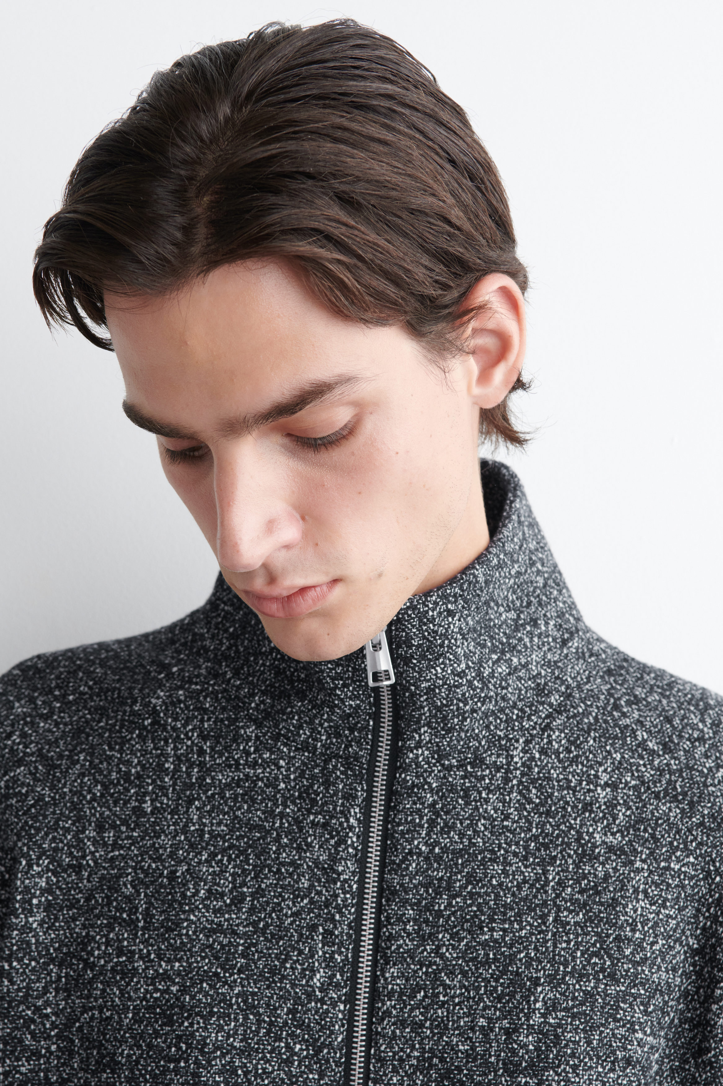 TWEED TRACK JACKET - BLACK | COS