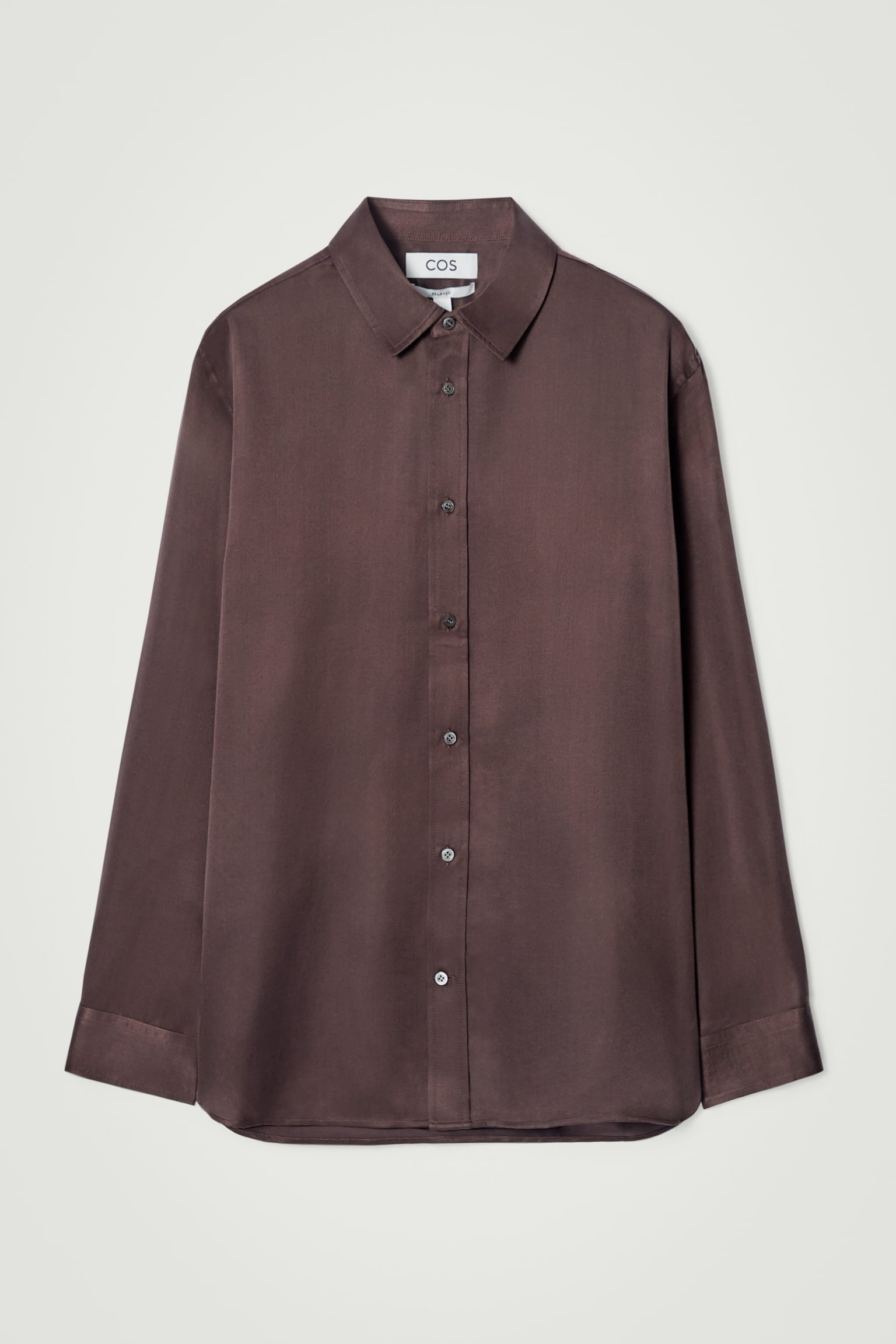 RELAXED SILK SHIRT - BROWN