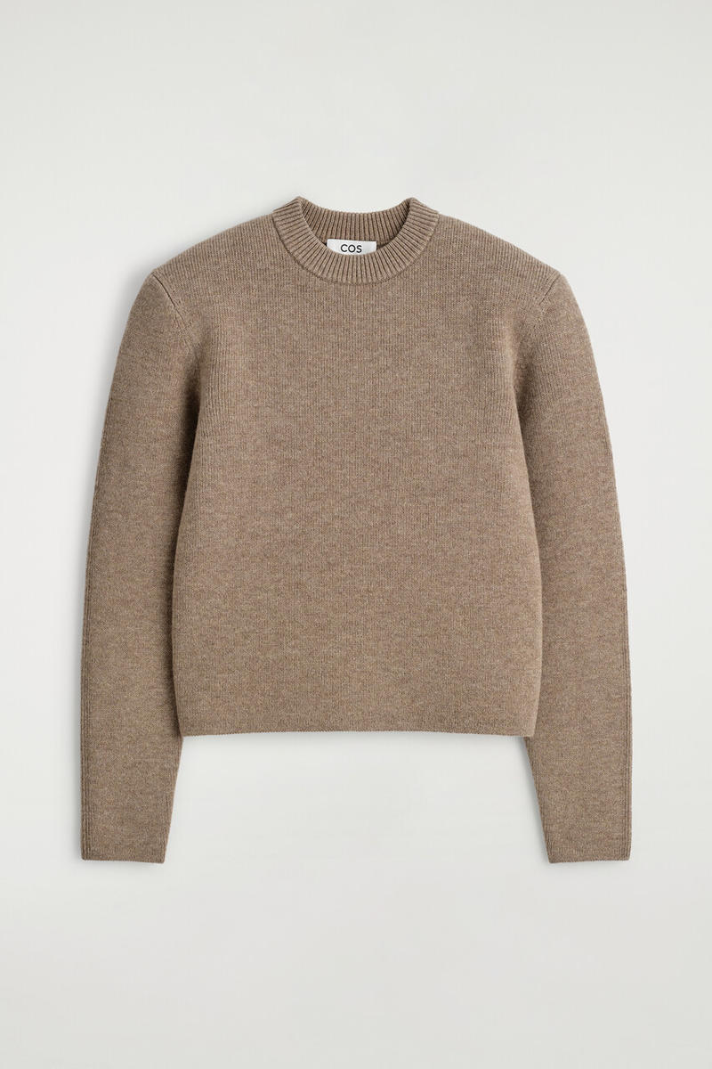 Sculpted-Shoulder Merino Wool Sweater
