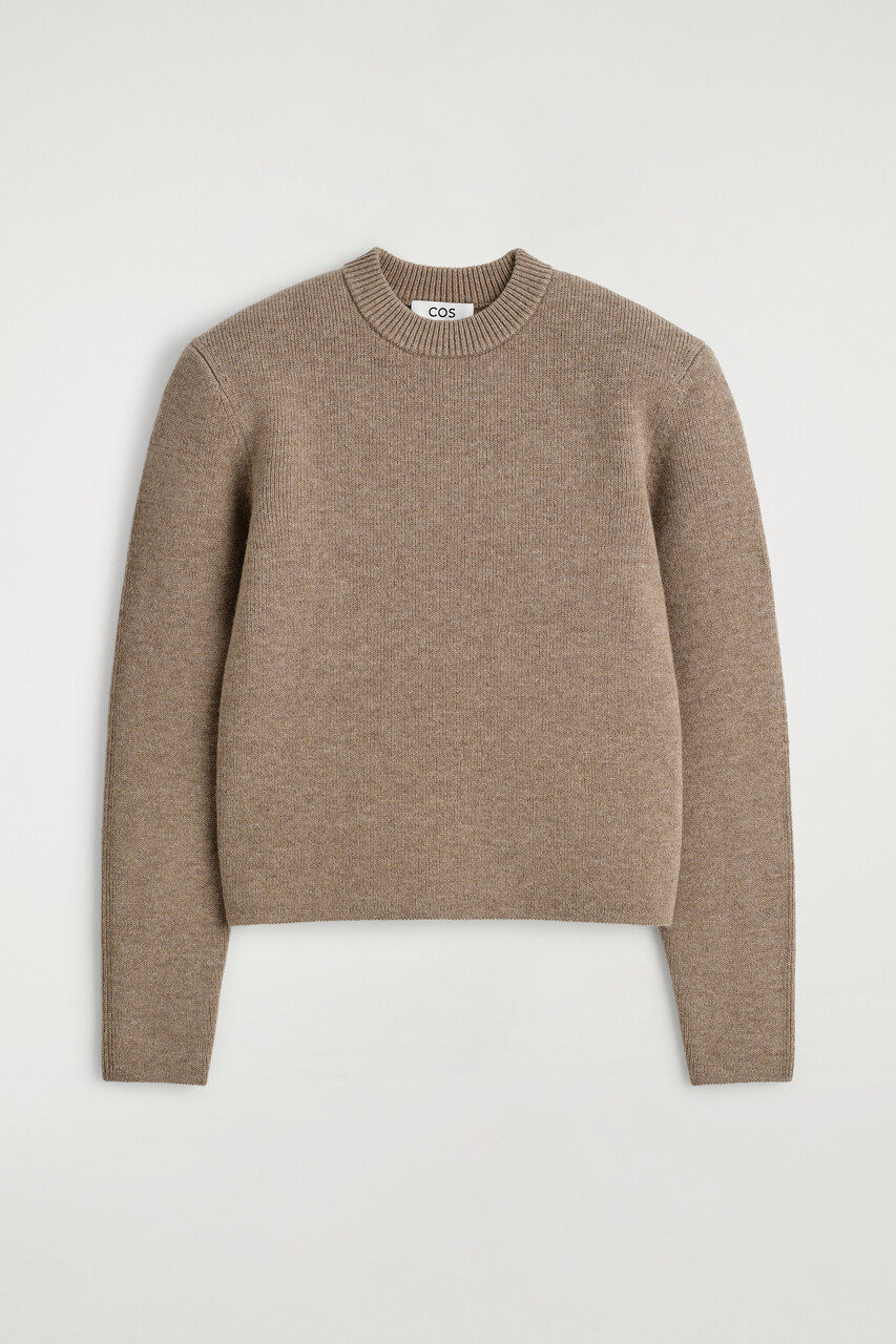 KNITTED ALPACA-BLEND T-SHIRT - TAUPE MÉLANGE | COS US
