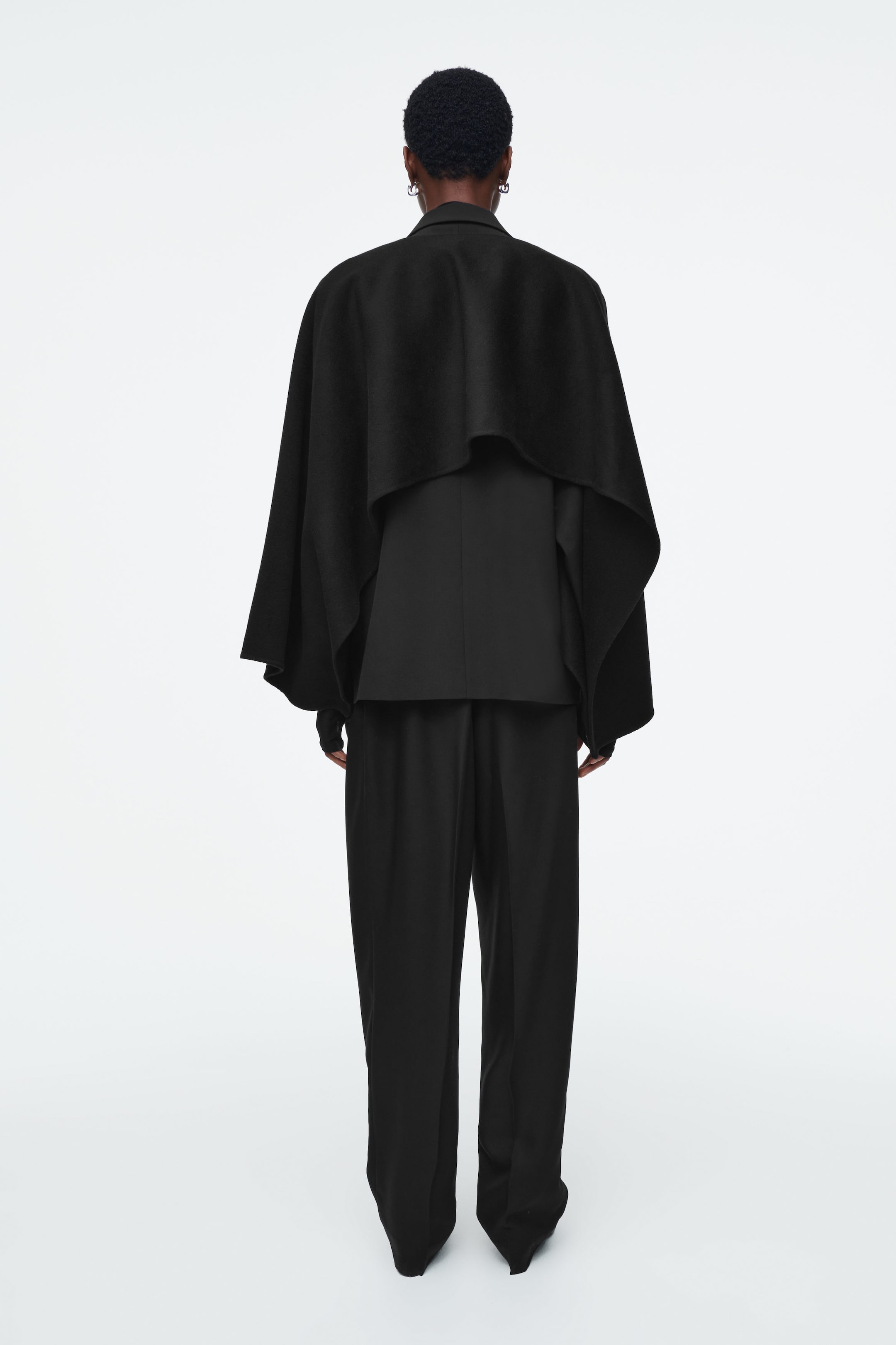 DOUBLE-FACED WOOL HYBRID CAPE