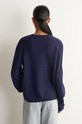 PURE CASHMERE CREW-NECK SWEATER — NAVY 4