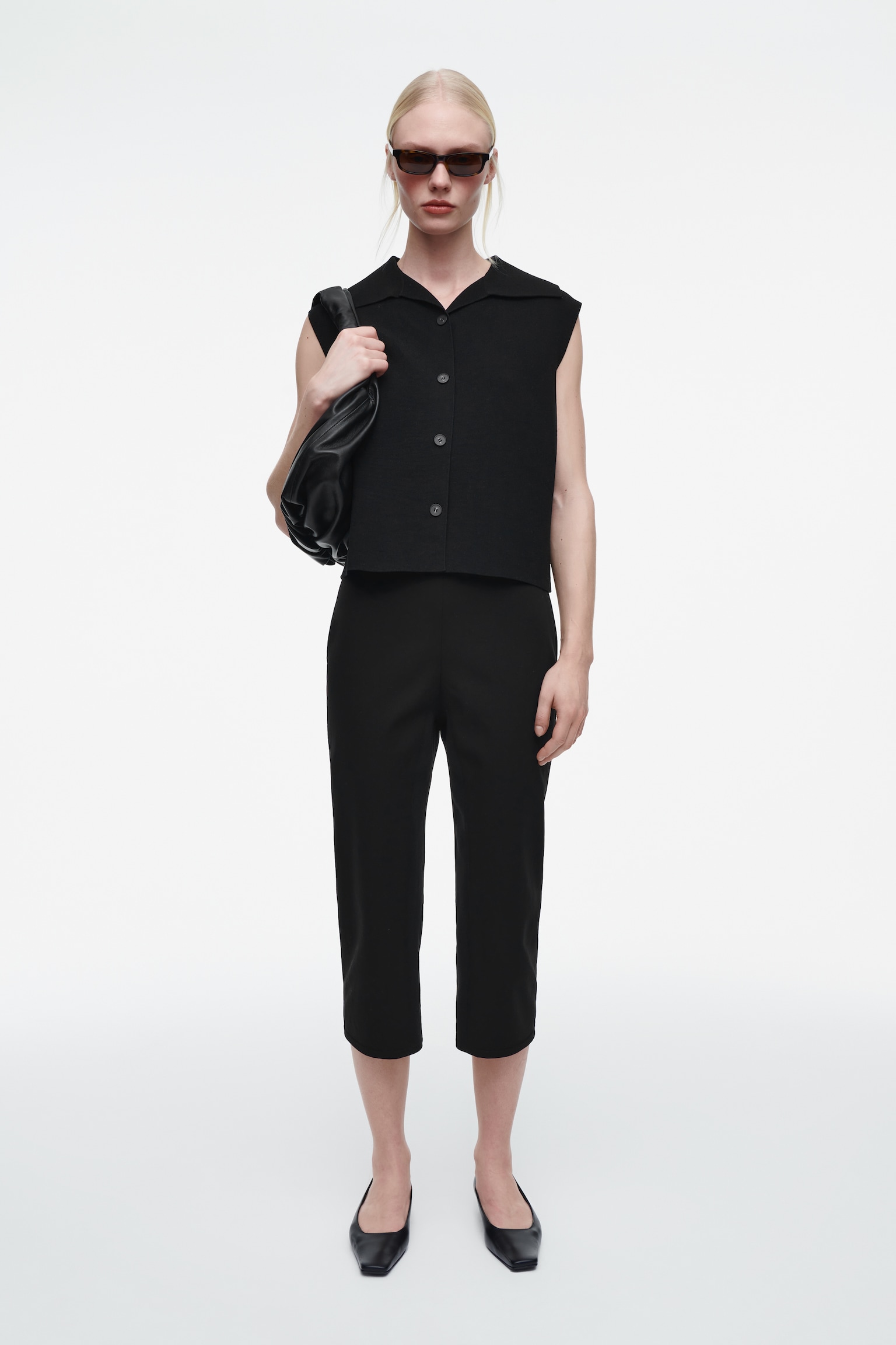 CHALECO DE PUNTO CON CUELLO - NEGRO - 5