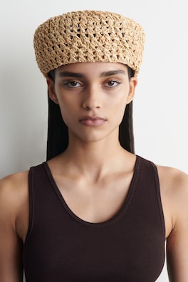 RAFFIA BERET — BEIGE 1