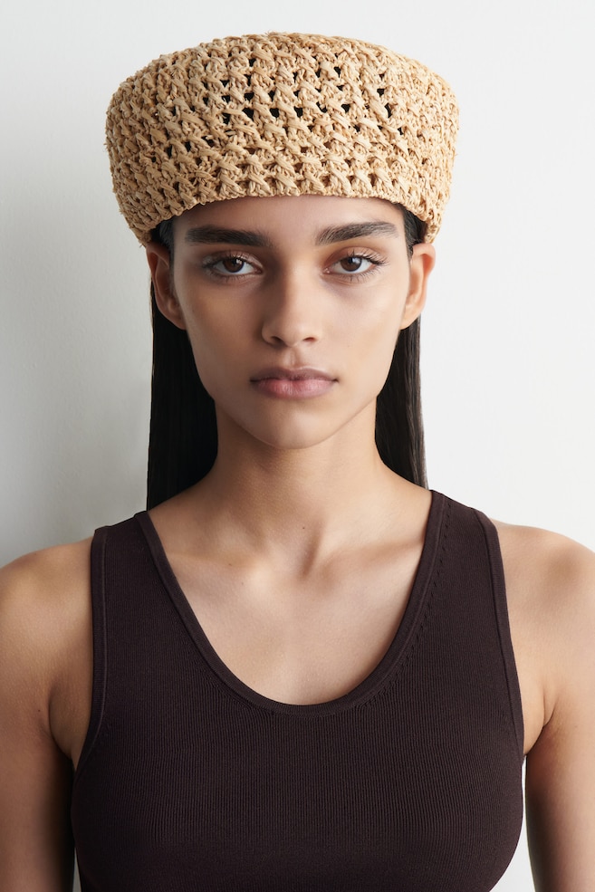RAFFIA BERET — BEIGE