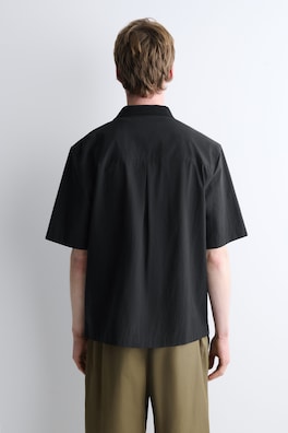CAMP-COLLAR COTTON SHIRT — BLACK 4