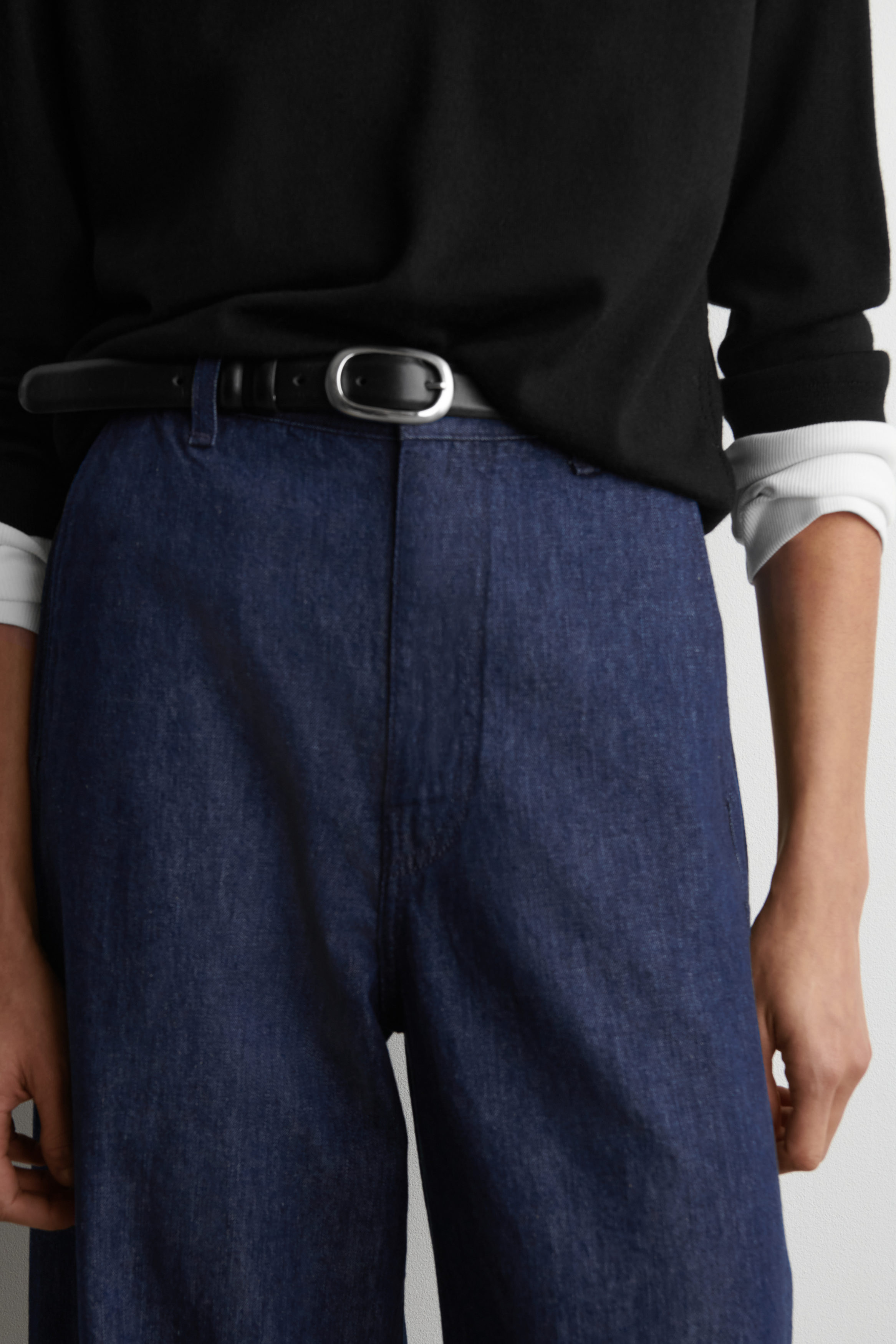 WIDE-LEG DENIM PANTS - DARK BLUE | COS US