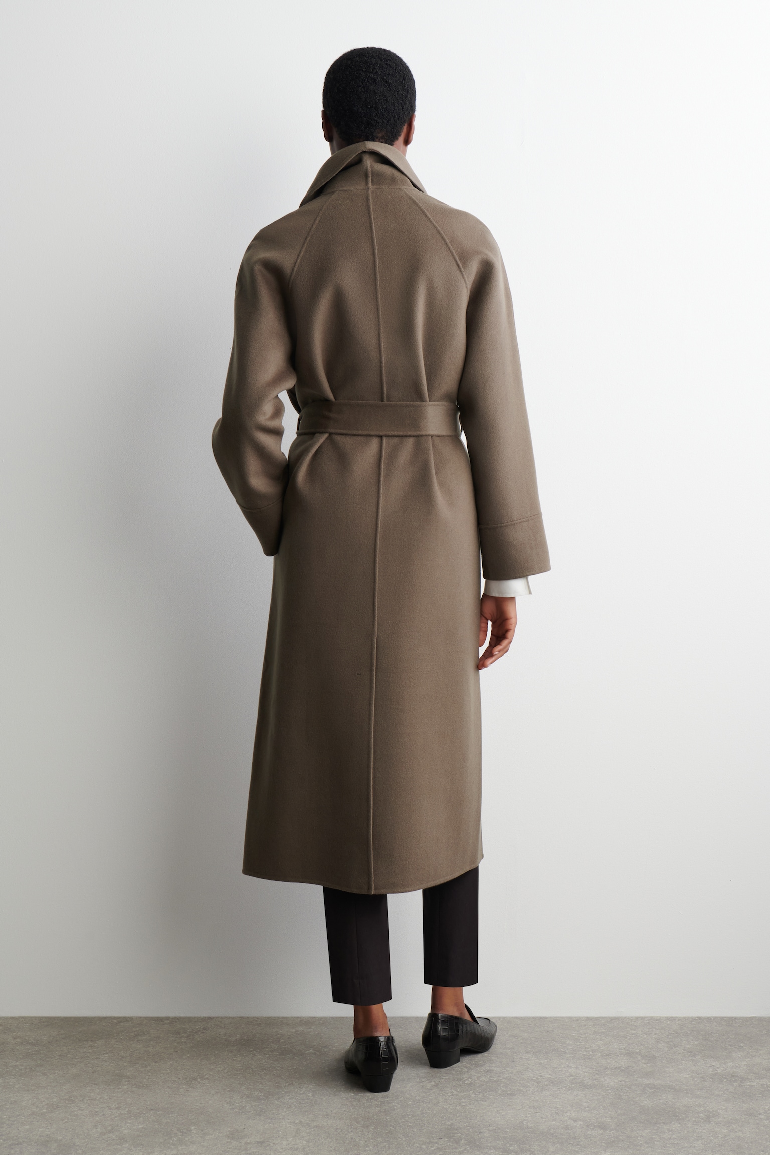 CAPPOTTO IN LANA DOPPIATA CON CINTURA - MARRONE/NERO/BORDEAUX - 6