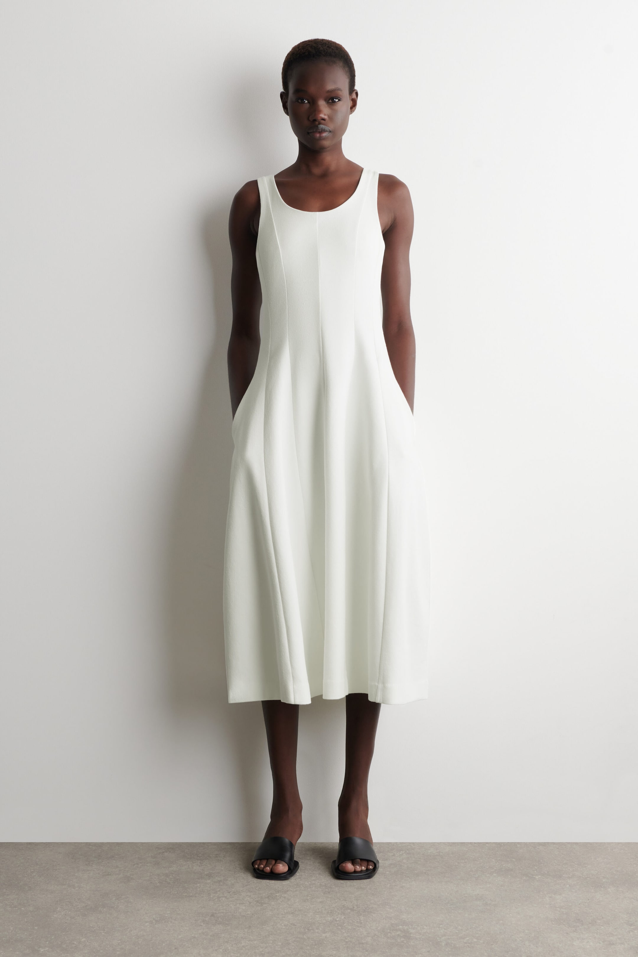 SCULPTED COTTON MIDI DRESS