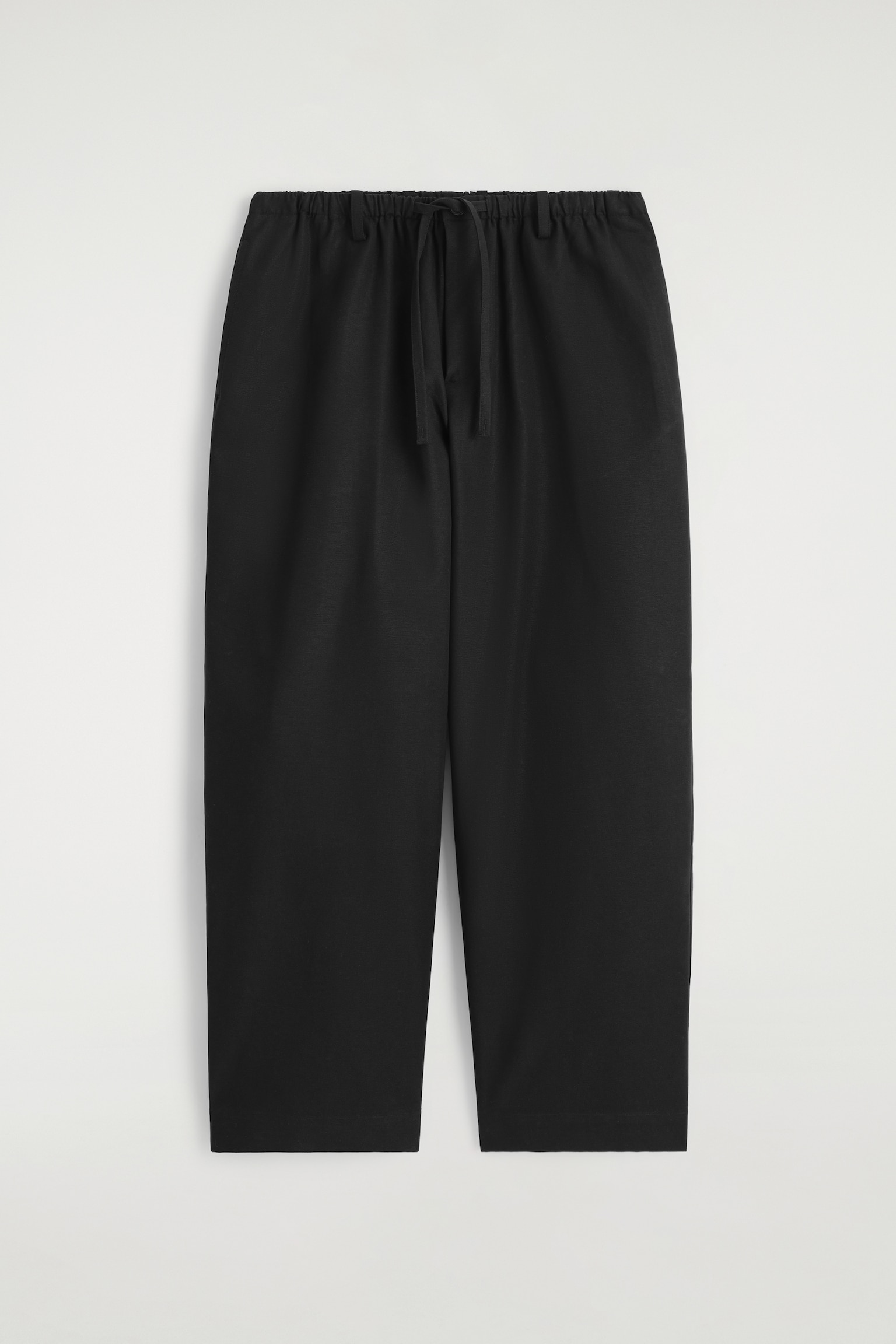 BARREL-LEG DRAWSTRING TROUSERS - BLACK/BEIGE - 2