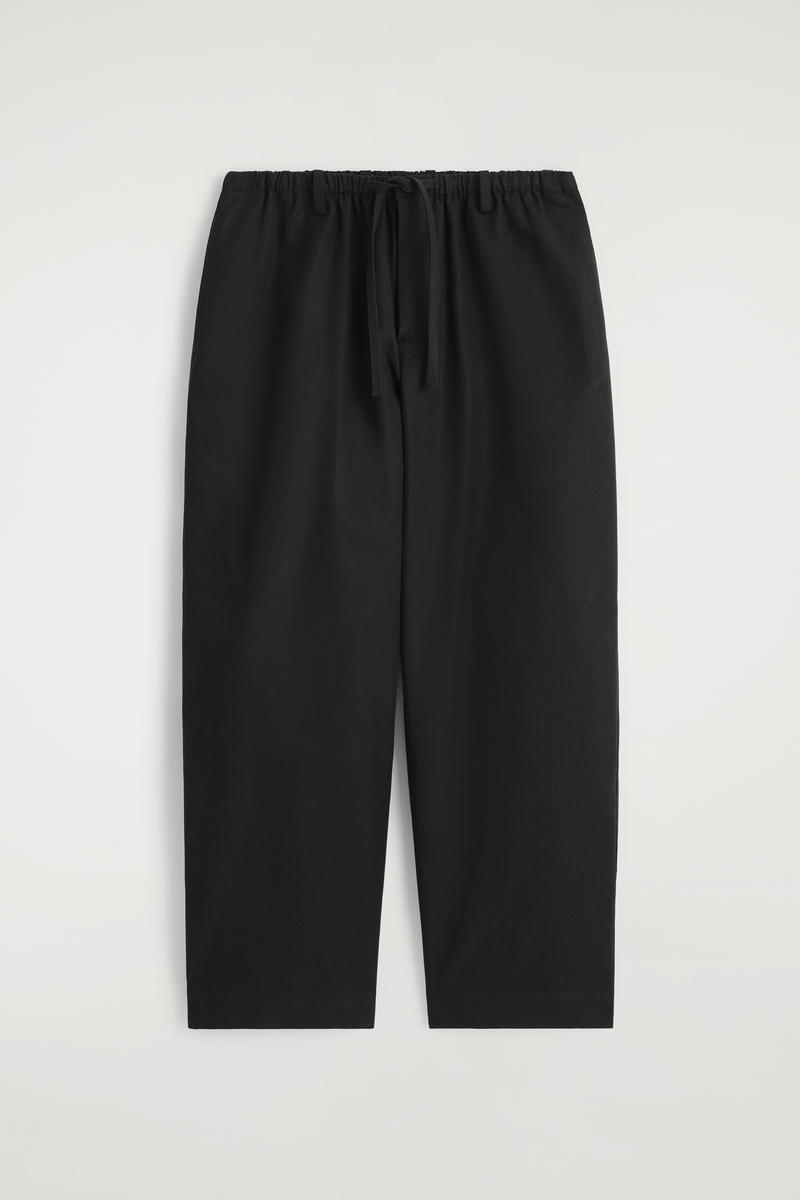 Cos Barrel-leg Drawstring Pants In Black