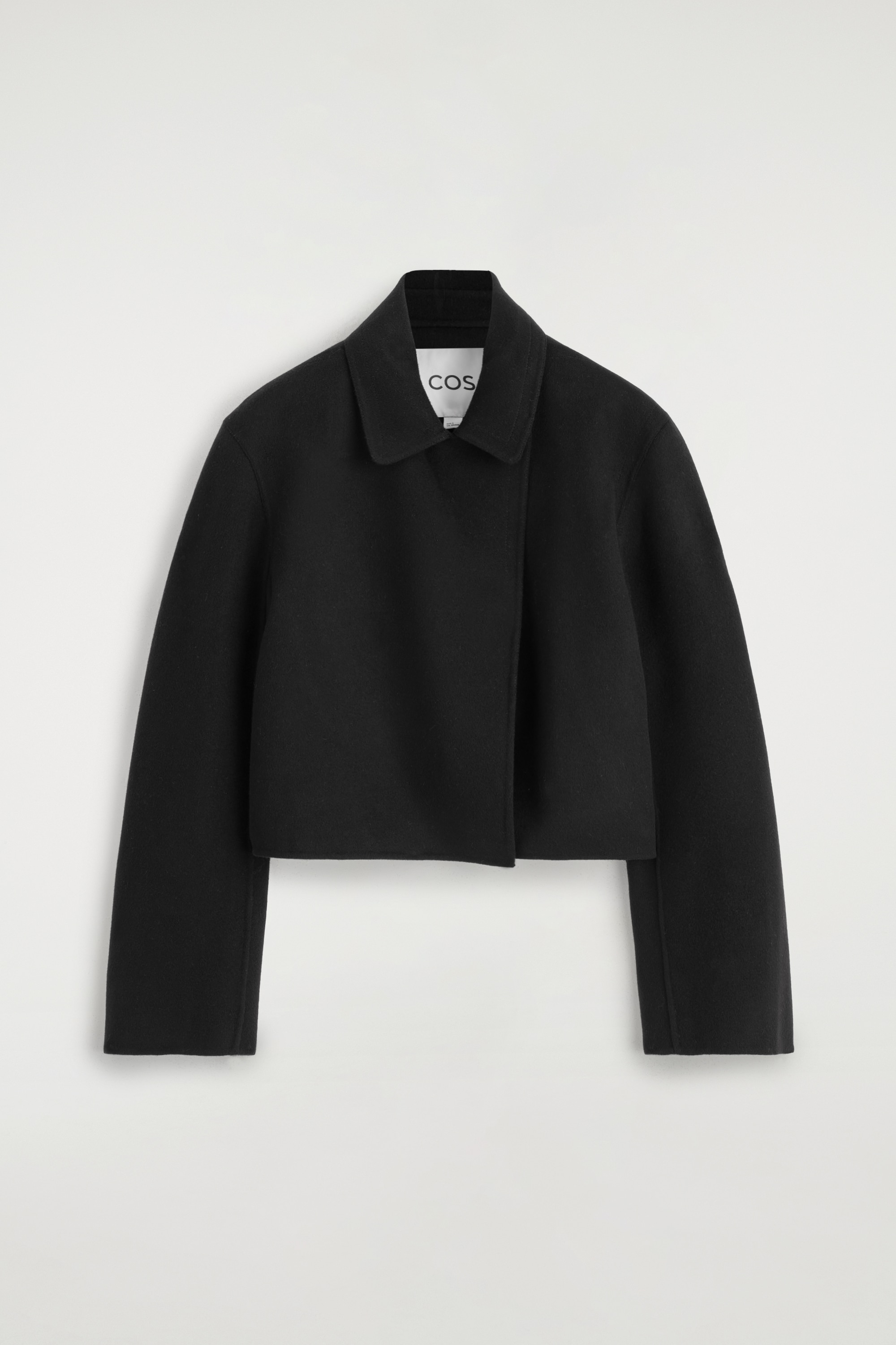 VESTE OVERSIZE COURTE EN LAINE DOUBLE FACE - NOIR/SABLE