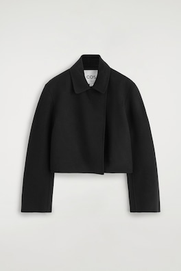 OVERSIZED CROPPED DOUBLE-FACED WOOL JACKET — BLACK 8