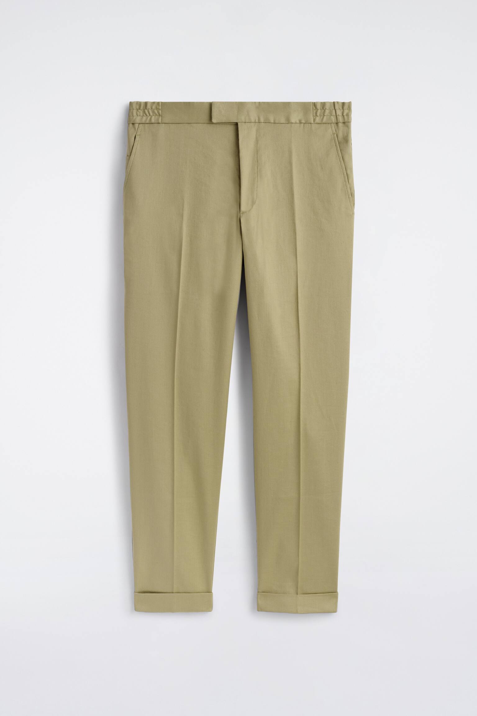 Linnen-katoenen broek met slanke pasvorm en rechte pijpen - BEIGE/ZWART - 2