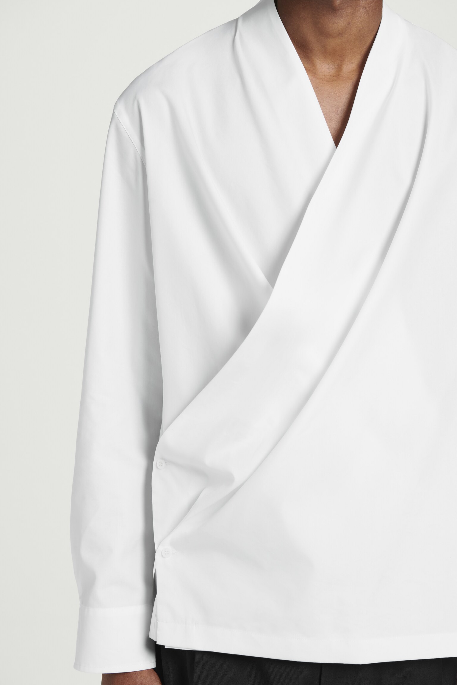 CHEMISE PORTEFEUILLE DÉCONTRACTÉE EN COTON ET SOIE - BLANC - 6
