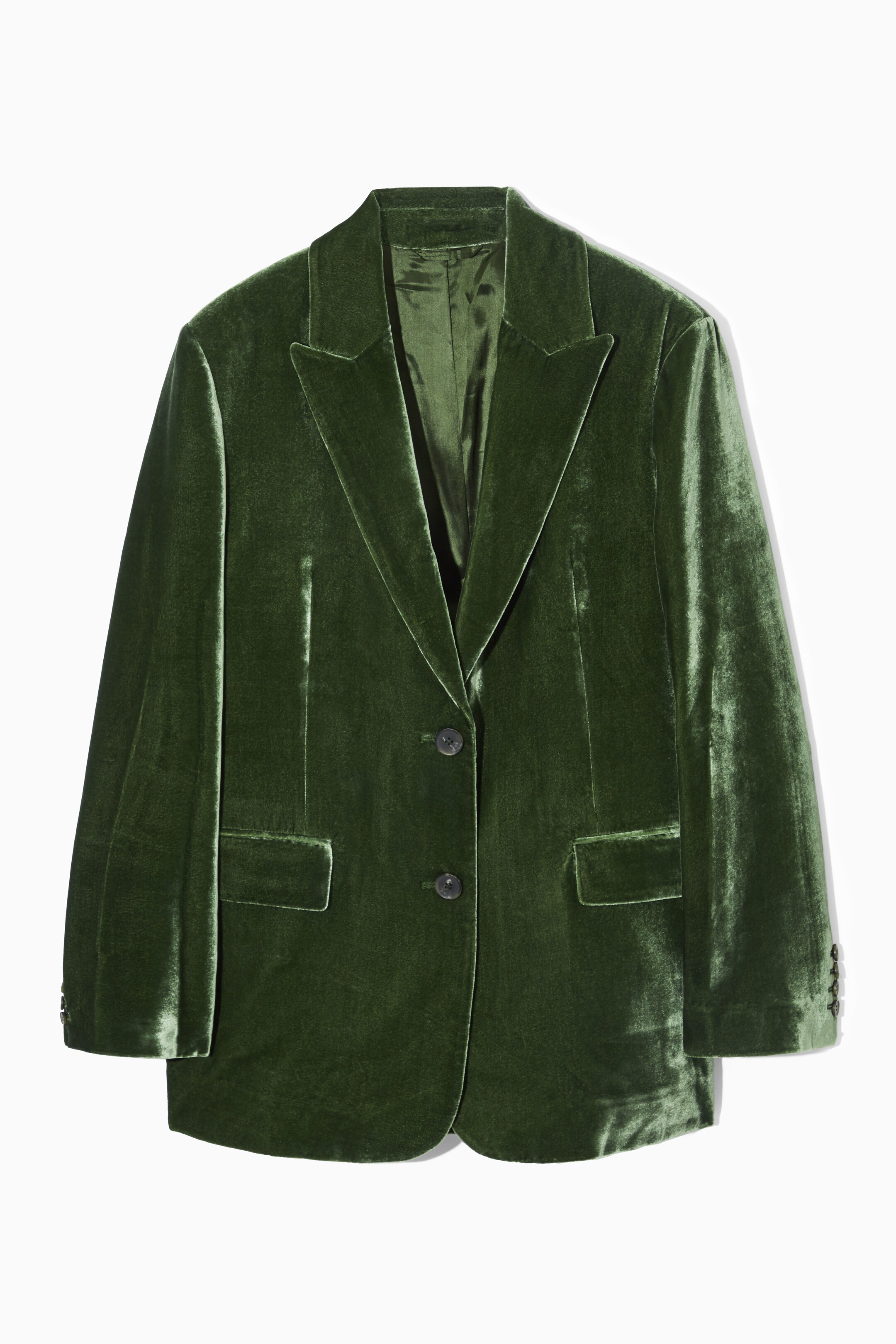 View larger image: REGULAR SILK-BLEND VELVET BLAZER - DARK GREEN - Ladies | H&M GB 1