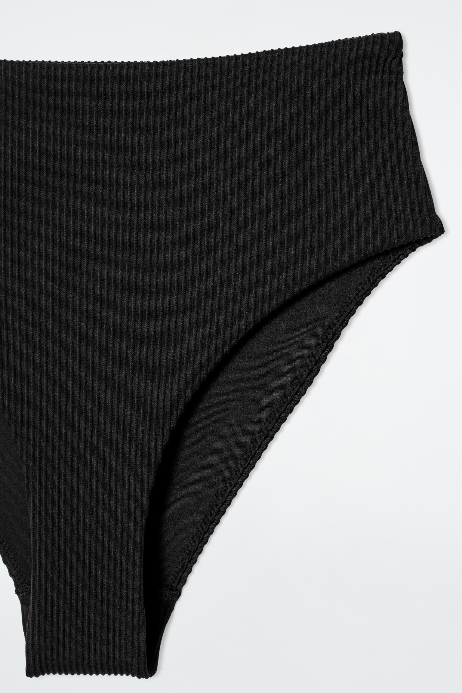 BAS DE BIKINI TAILLE HAUTE CÔTELÉ - NOIR - 4