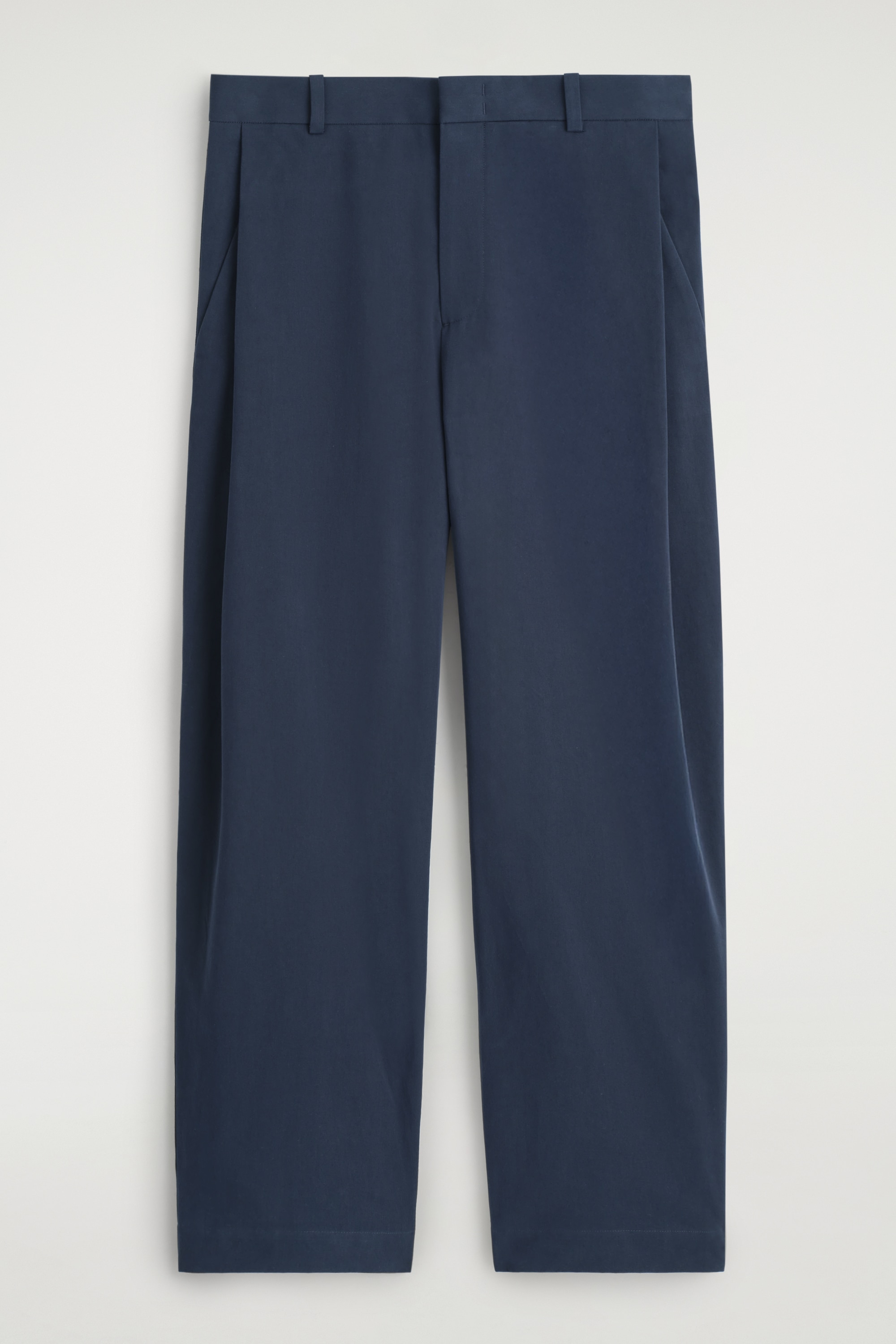PANTALONI IN COTONE A GAMBA LARGA CON PIEGHE - BLU NAVY/MARRONE SCURO