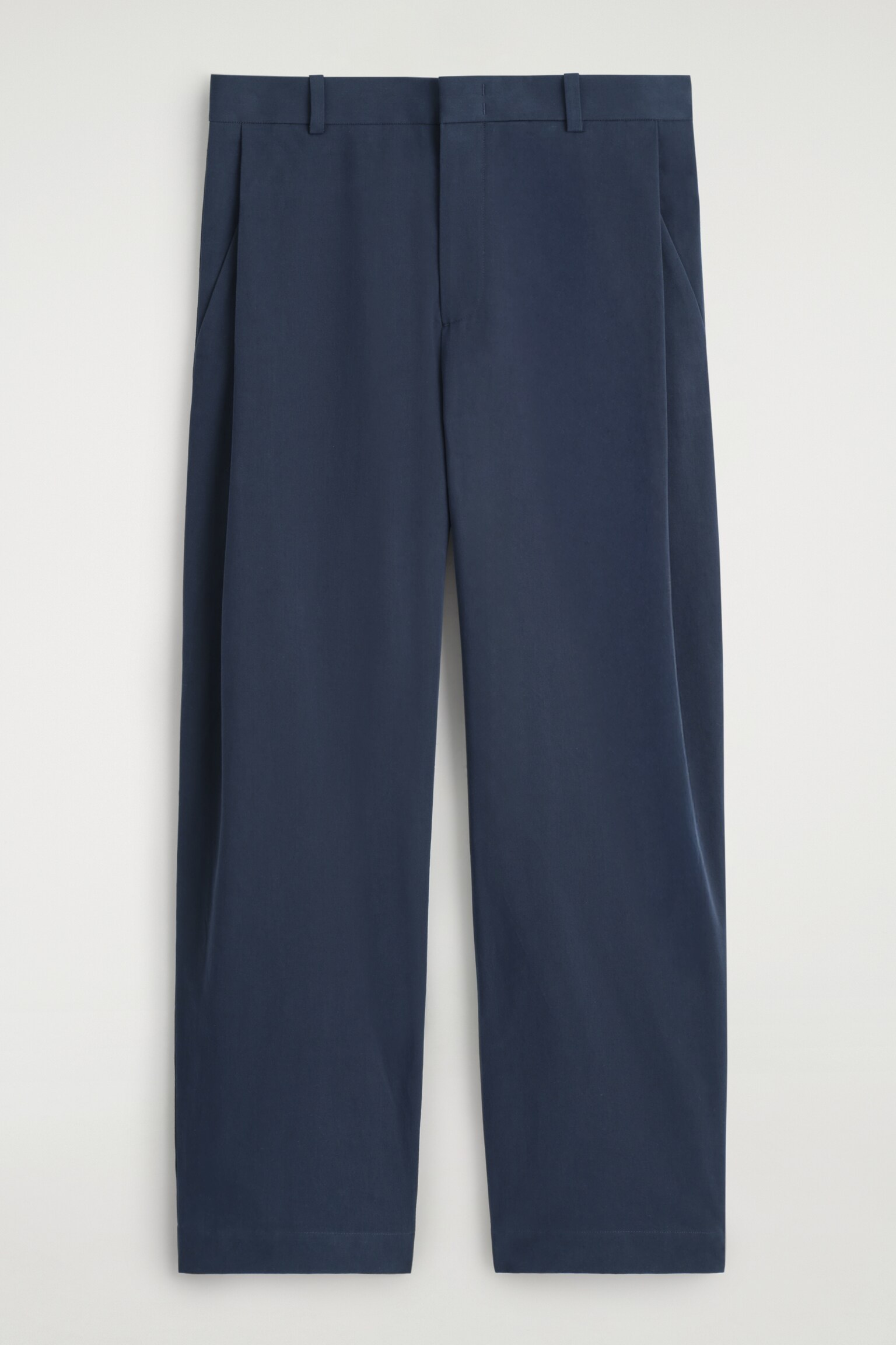 BAUMWOLLHOSE MIT WEITEM BEIN UND FALTEN - NAVYBLAU - 2
