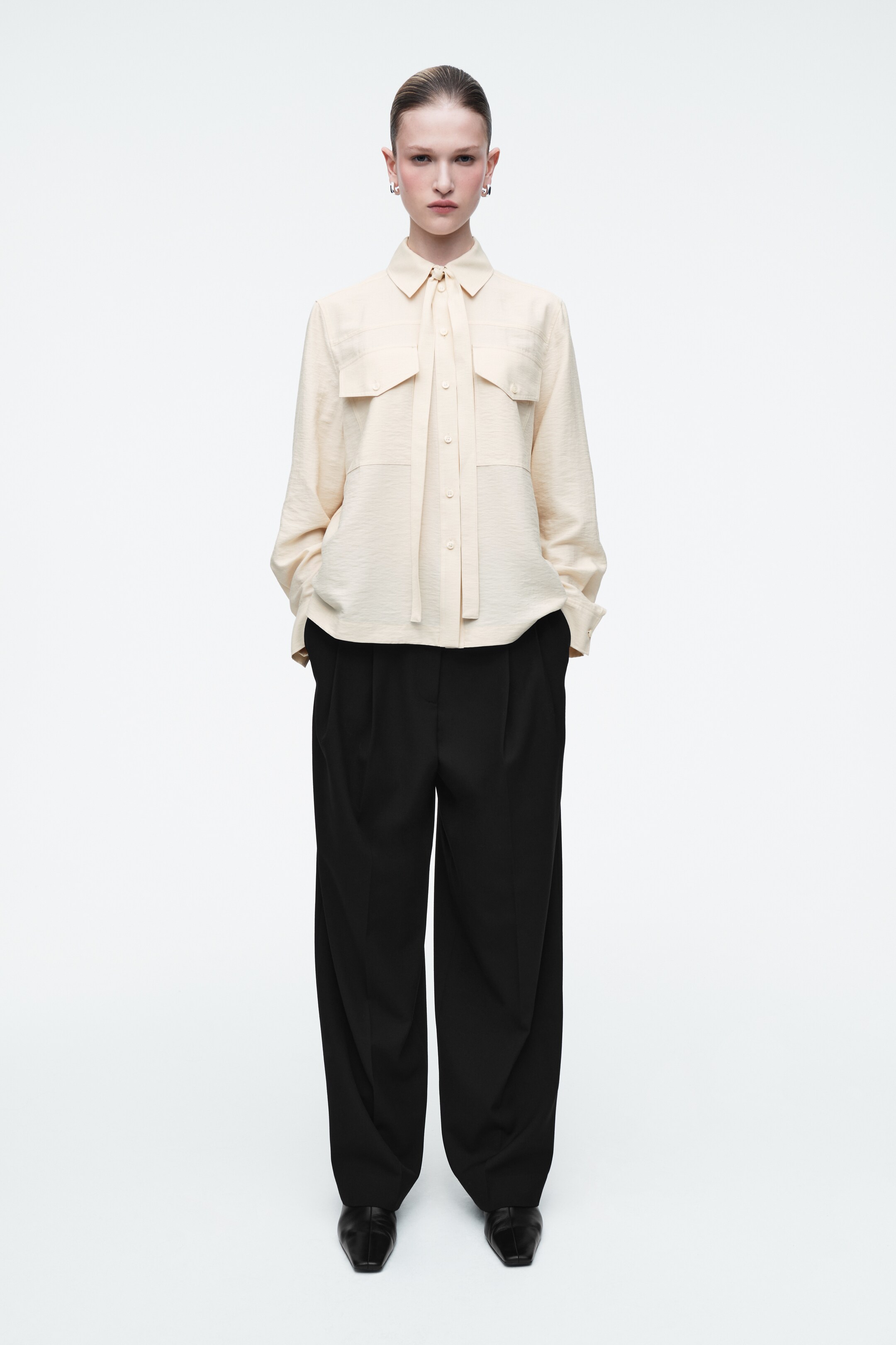 View larger image: NECK-TIE SHIRT - ECRU - Ladies | H&M GB 2