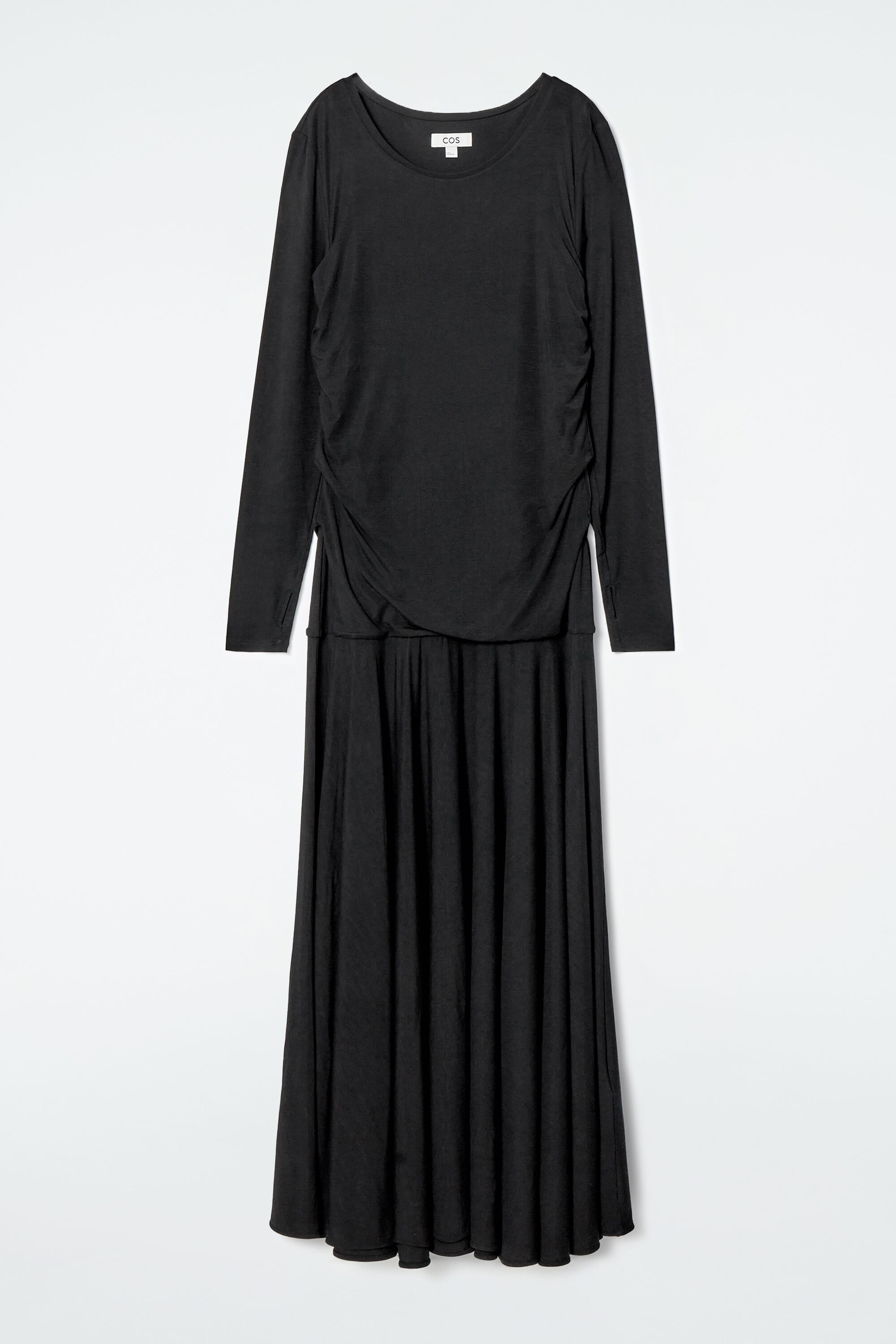 DROPPED-WAIST JERSEY MAXI DRESS - BLACK | COS