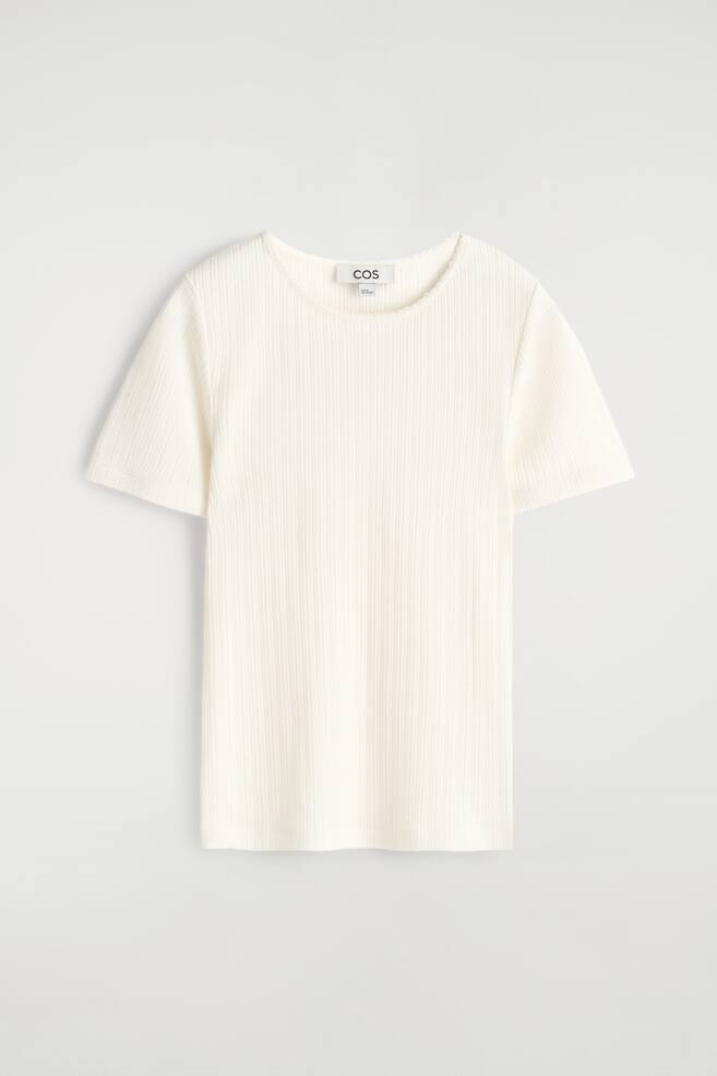 T-SHIRT AUS POINTELLE-STRICK - ELFENBEIN/ANTHRAZIT - 1