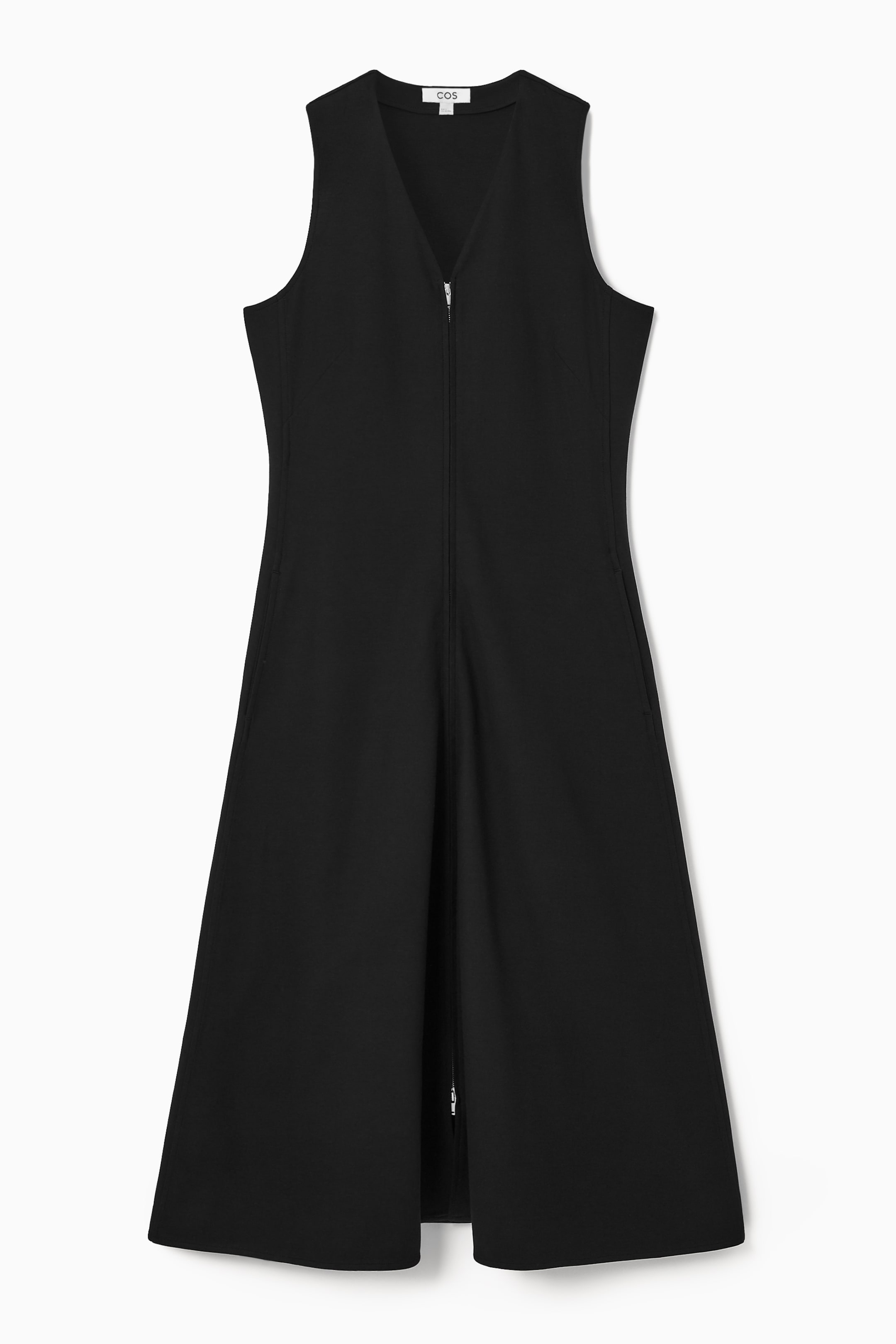 View larger image: ZIP-FRONT V-NECK MIDI DRESS - BLACK - Ladies | H&M GB 1