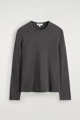 SLIM RIBBED COTTON LONG-SLEEVED T-SHIRT — DARK-GRAY MÉLANGE 6