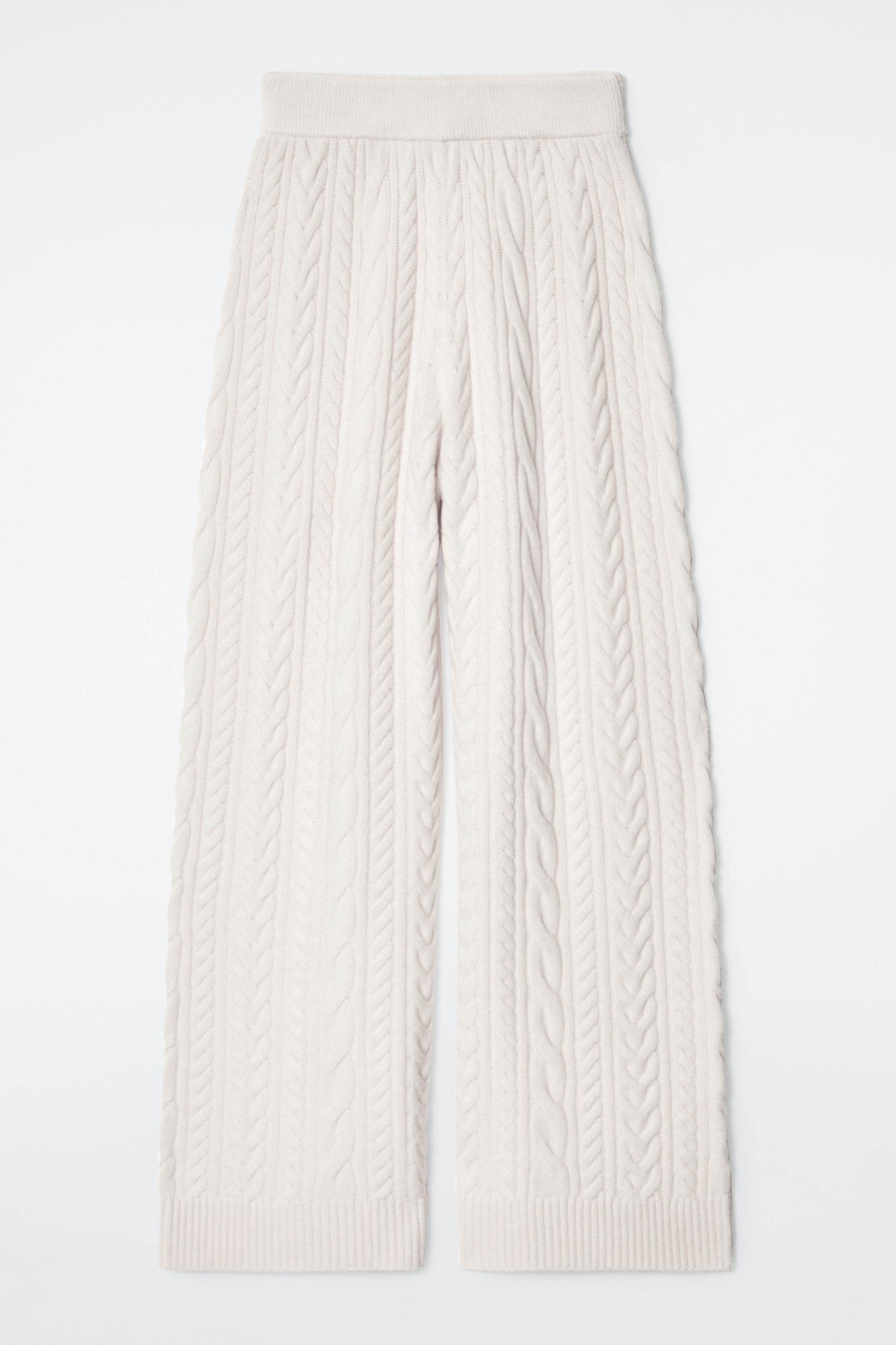 CABLE-KNIT WOOL TROUSERS - IVORY | COS