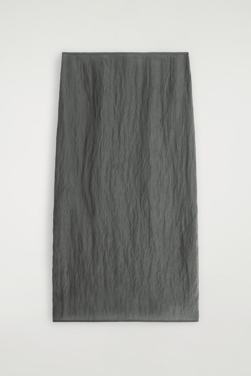Cos Crinkled-satin Pencil Skirt In Gray