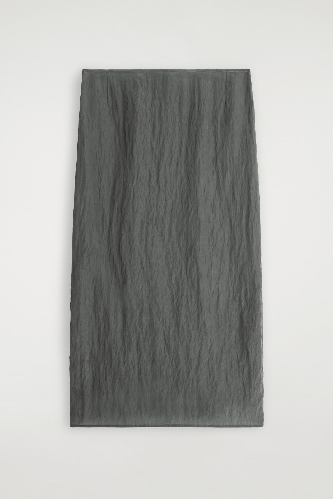 CRINKLED-SATIN PENCIL SKIRT — STEEL