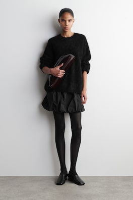 BUBBLE-HEM MINI SKIRT — BLACK 1