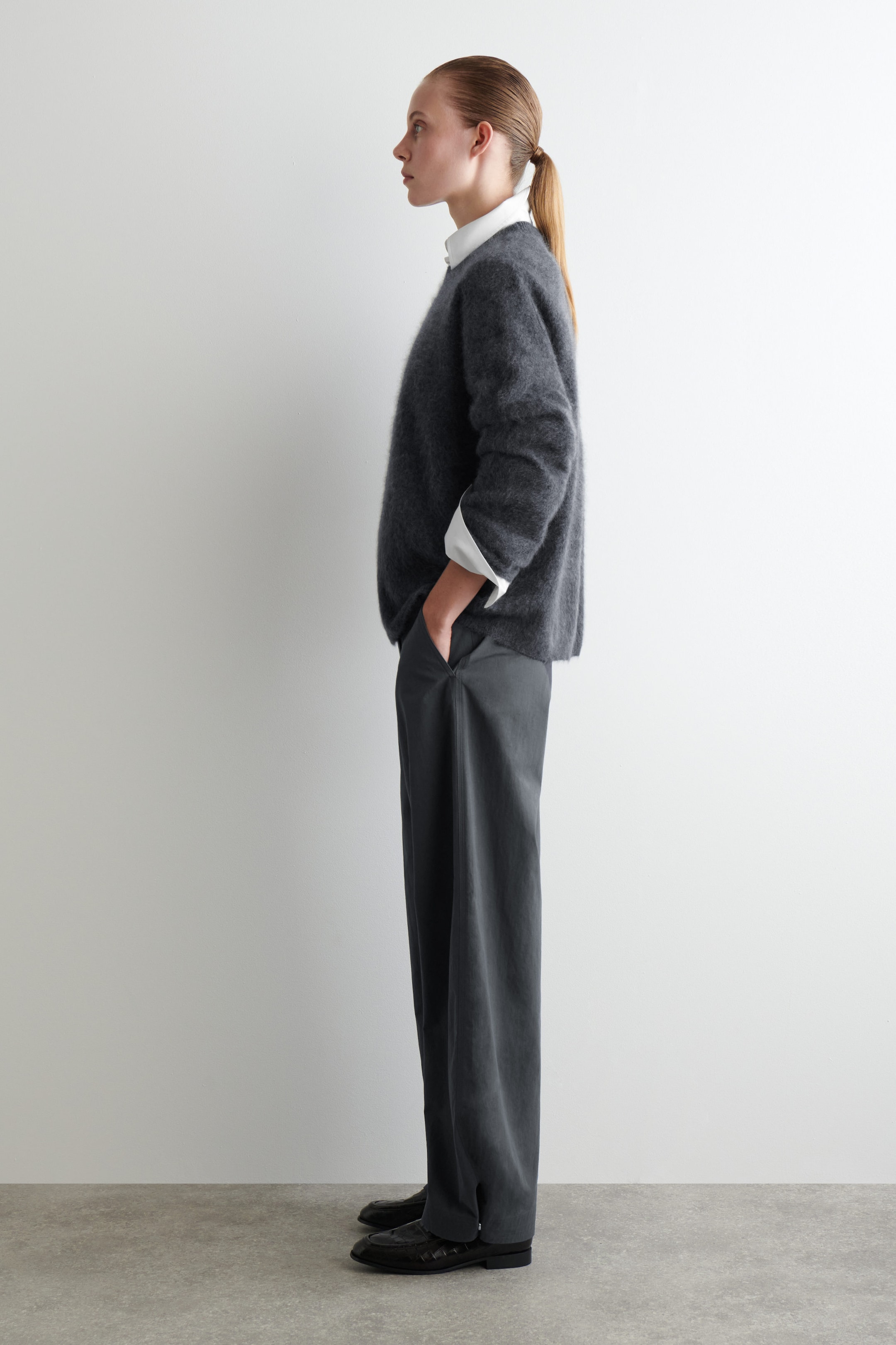 PIMA COTTON BARREL-LEG PANTS
