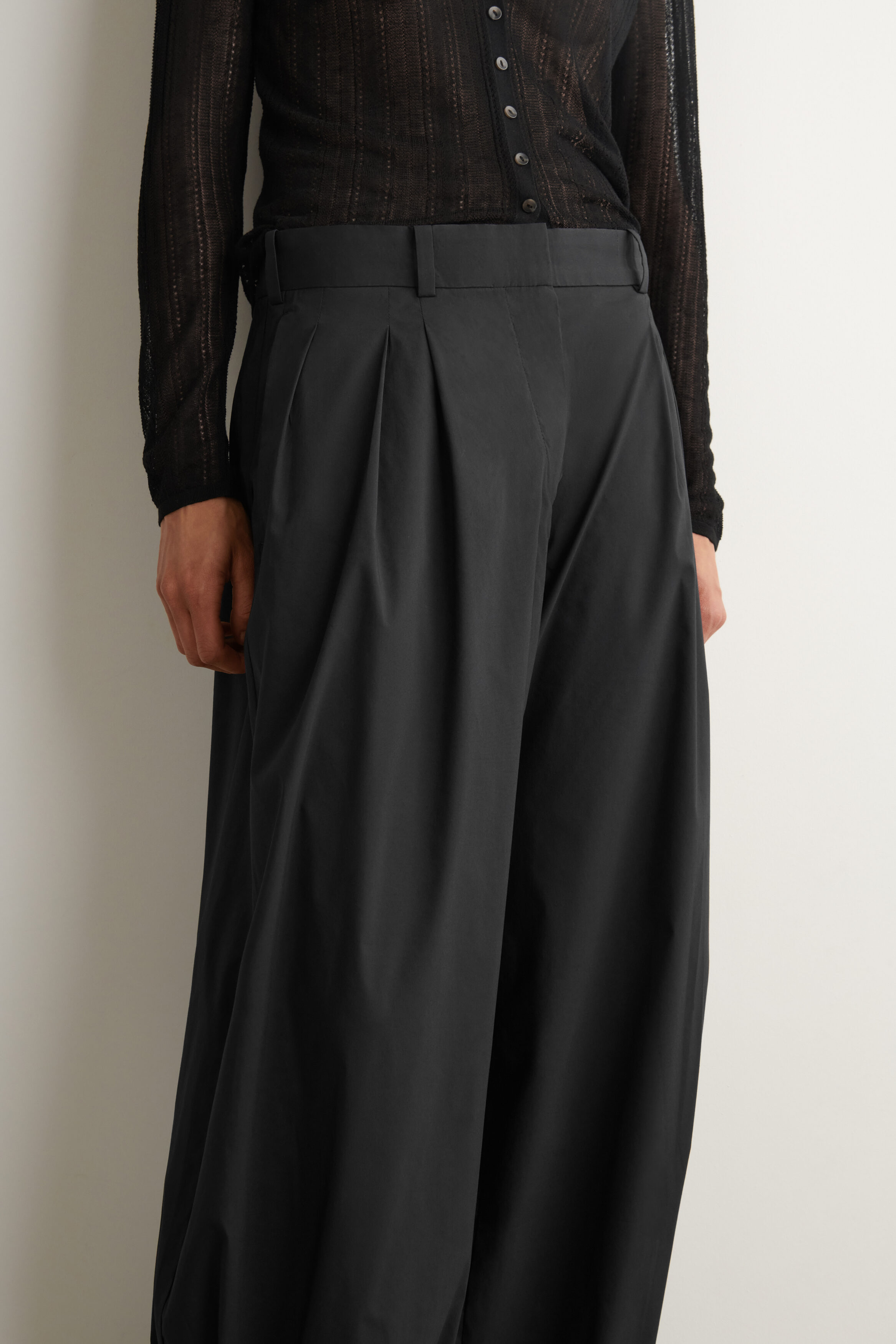 PLEATED COTTON-BLEND BALLOON PANTS - thumbnail 3
