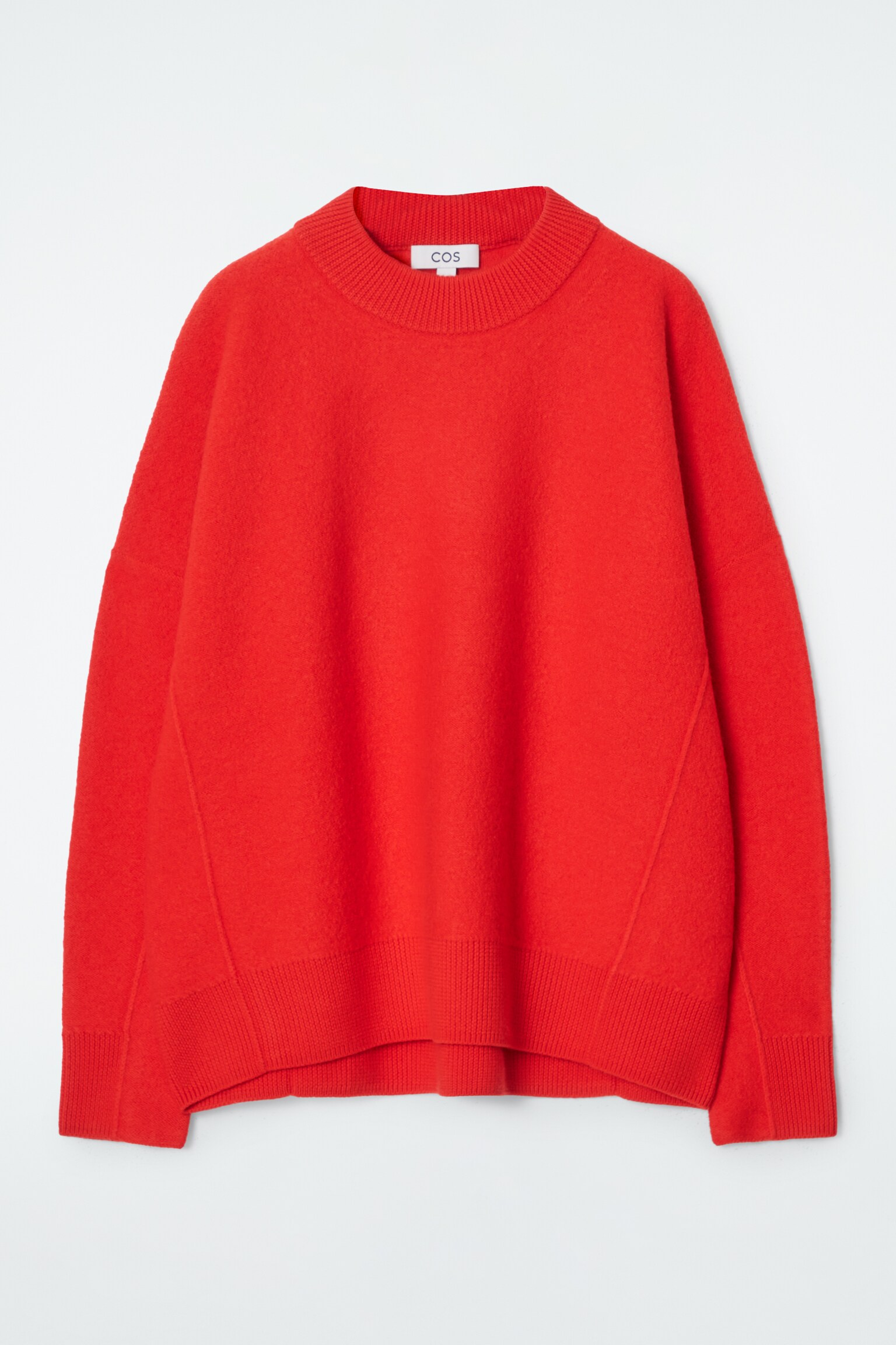 OVERSIZED BOILED MERINO WOOL JUMPER - BRIGHT RED/BLACK - 1