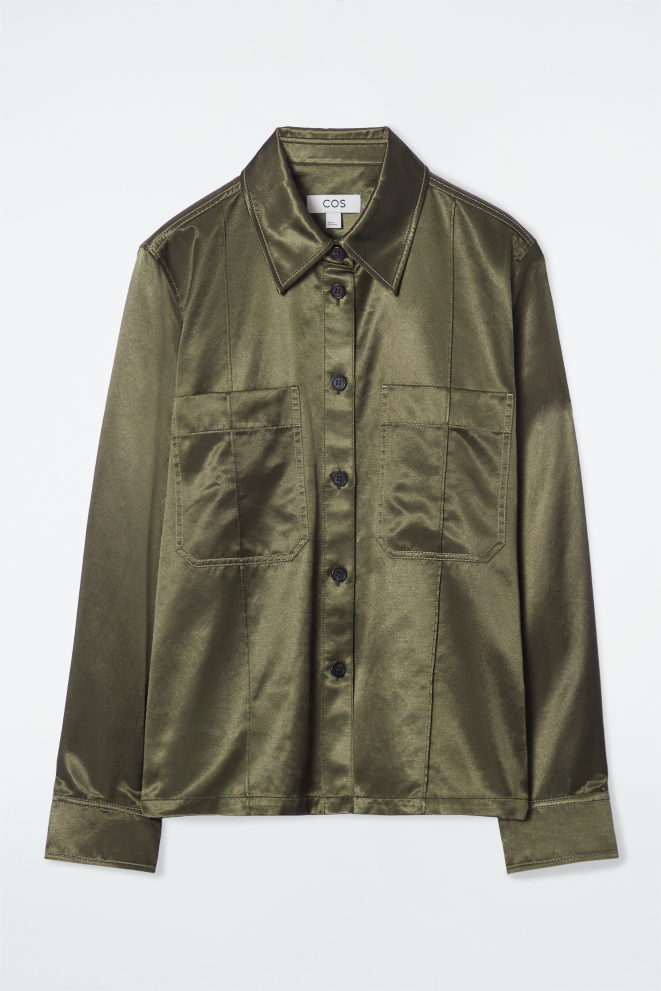 Grotere afbeelding bekijken: REGULAR PINTUCKED SATIN UTILITY SHIRT - KHAKI - DAMES | H&M NL 1