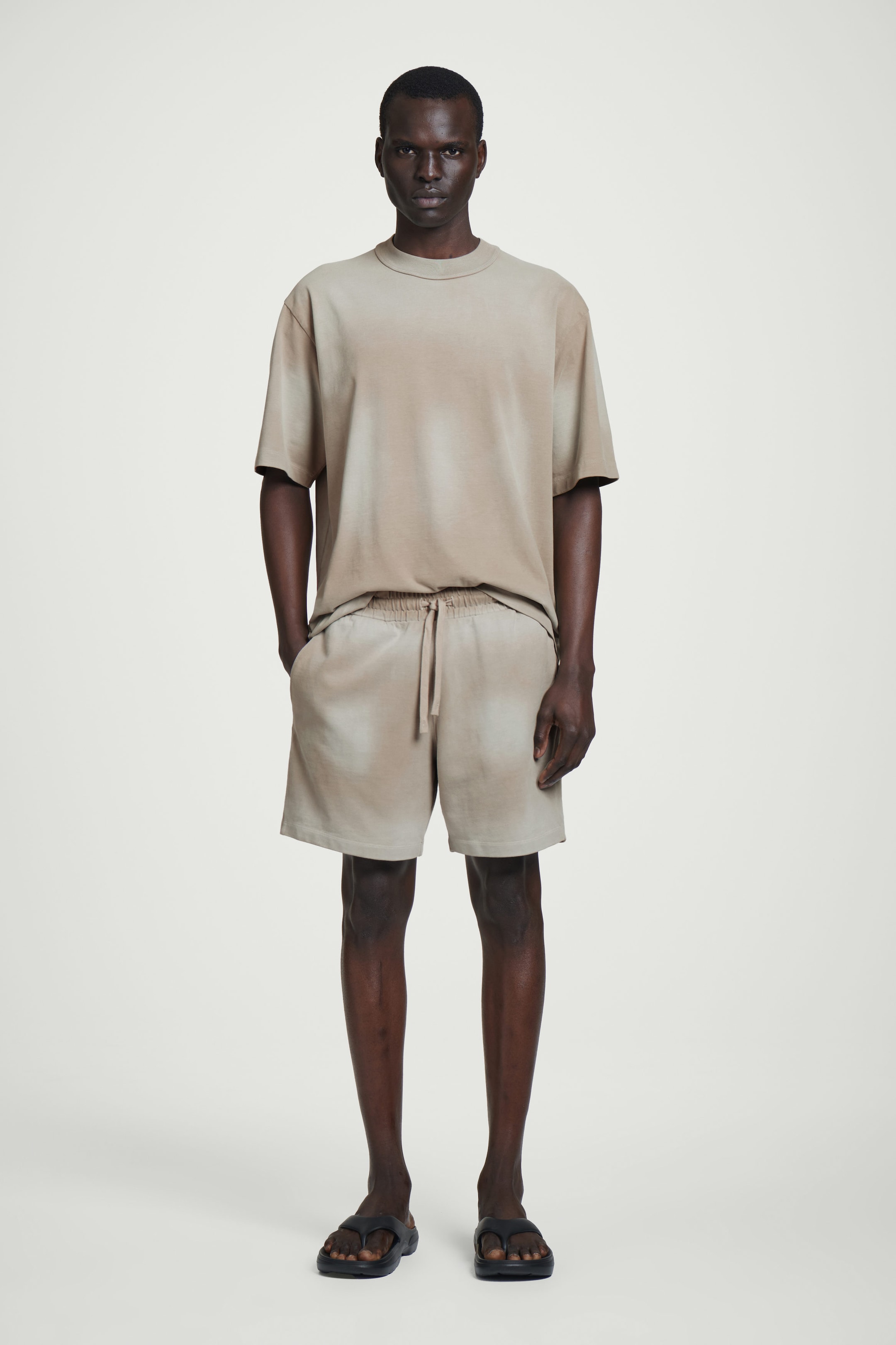 WASHED-JERSEY DRAWSTRING SHORTS