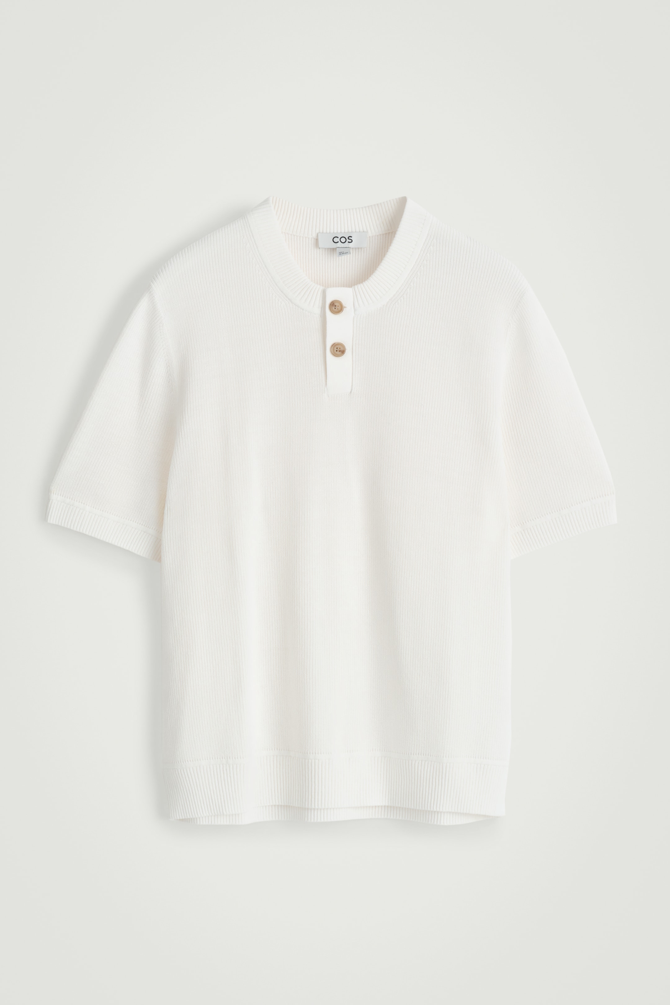 Grotere afbeelding bekijken: GEBREID KATOEN HENLEY-T-SHIRT - WIT - HEREN | H&M NL 6