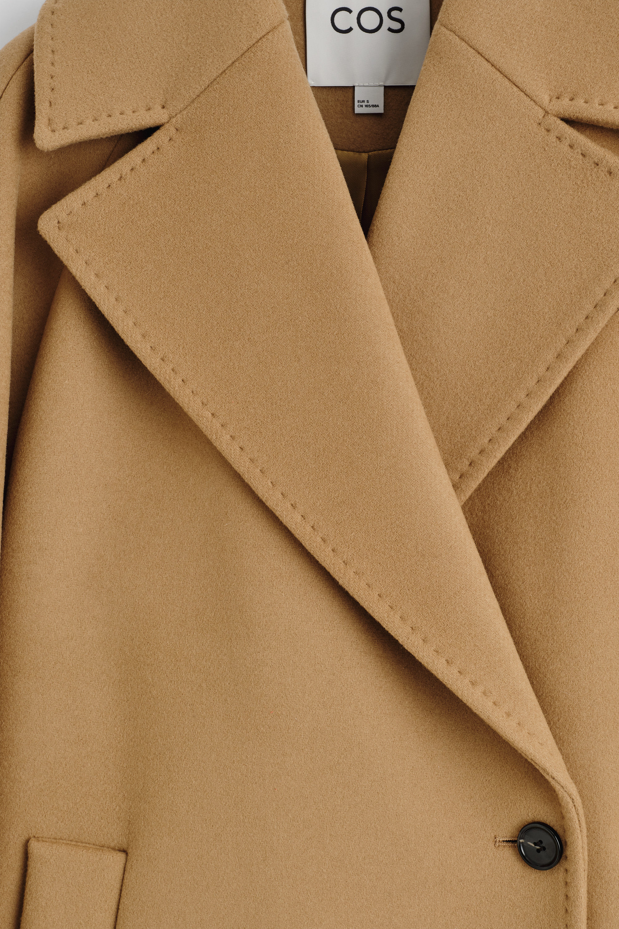 OVERSIZED DOUBLE-BREASTED WOOL LONG COAT - CAMEL | COS US