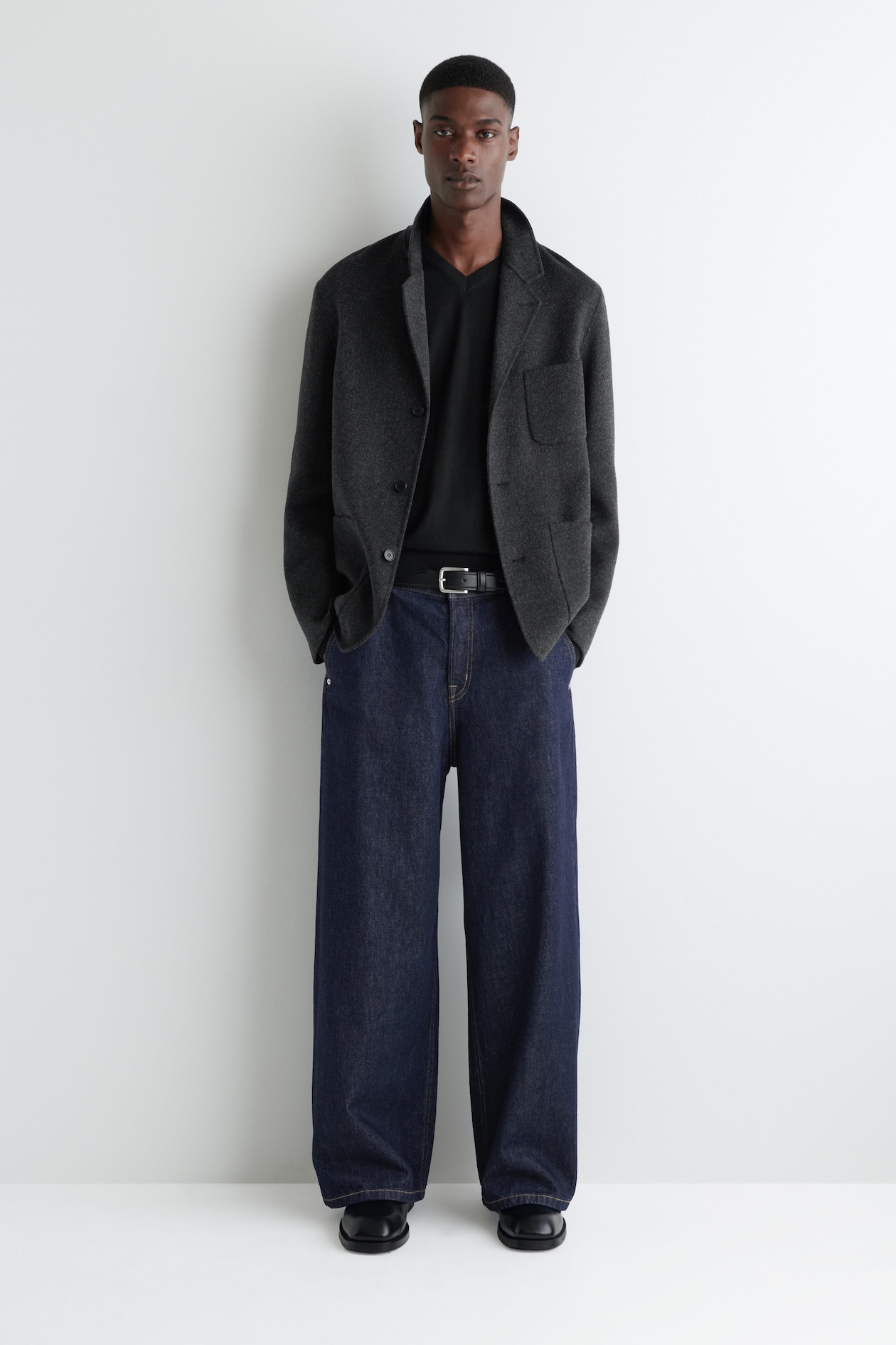 Pantalon polyviscose taille denim contrastée main image 0