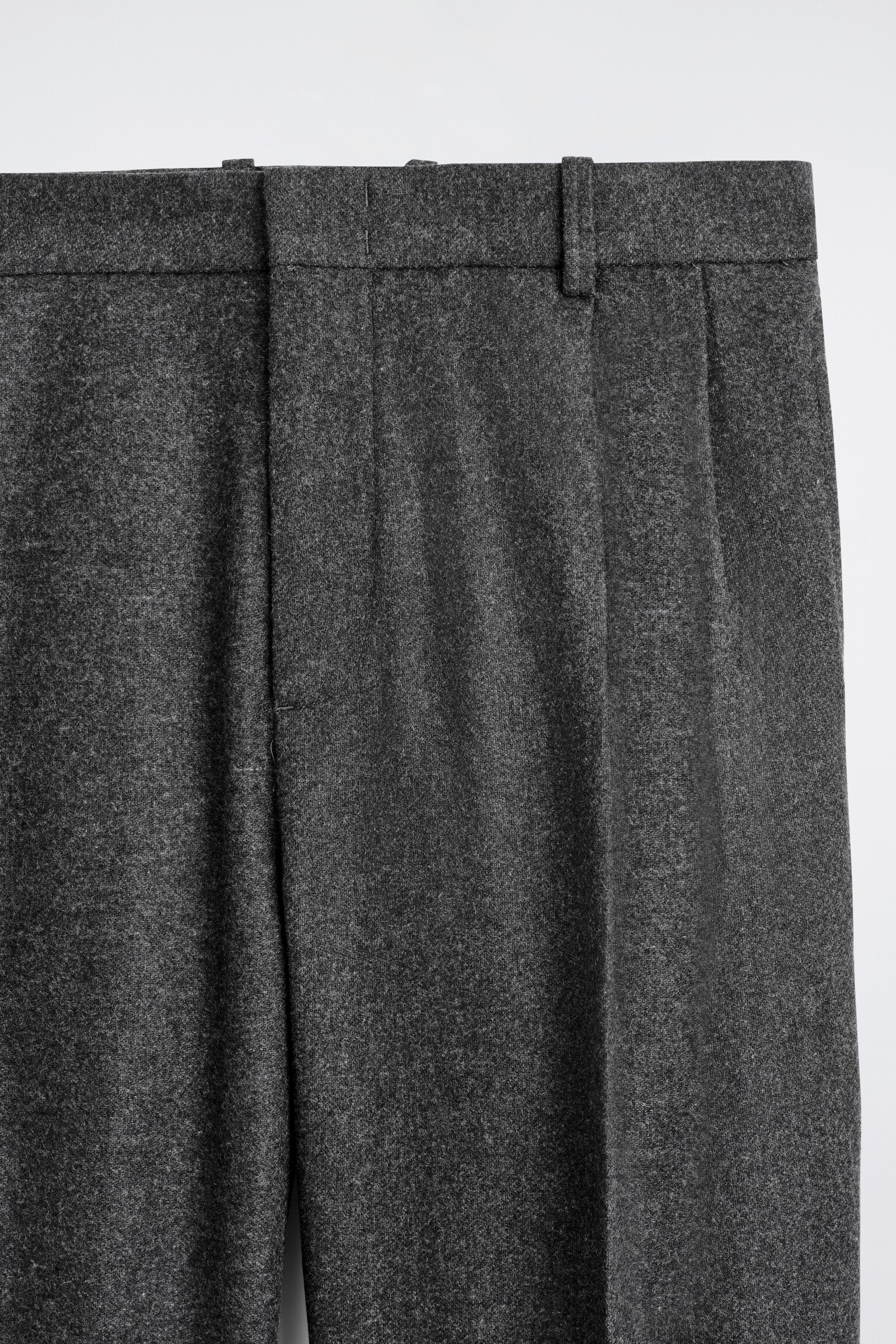 PLEATED WOOL STRAIGHT-LEG TROUSERS - GRIS MARENGO JASPEADO/GRIS/A CUADROS - 4