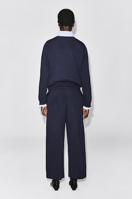 COTTON BARREL-LEG JOGGERS — NAVY 4
