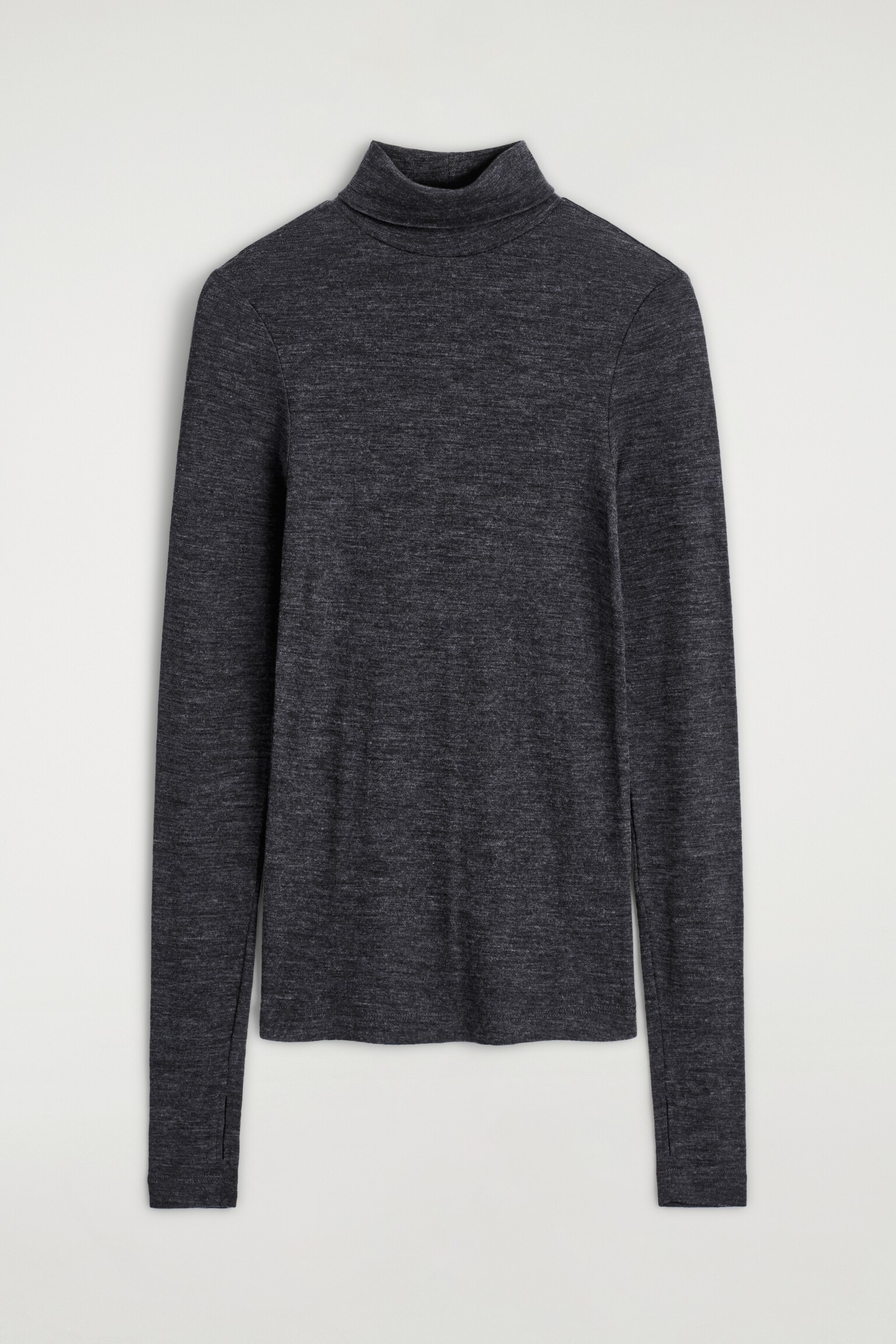 MERINO WOOL HIGH-NECK TOP - DARK GREY MÉLANGE/BEIGE / CHECKED/BROWN/BLUE / CHECKED/LIGHT-BEIGE MÉLANGE/DARK BROWN/BURGUNDY MÉLANGE/DARK-GREEN MÉLANGE - 2